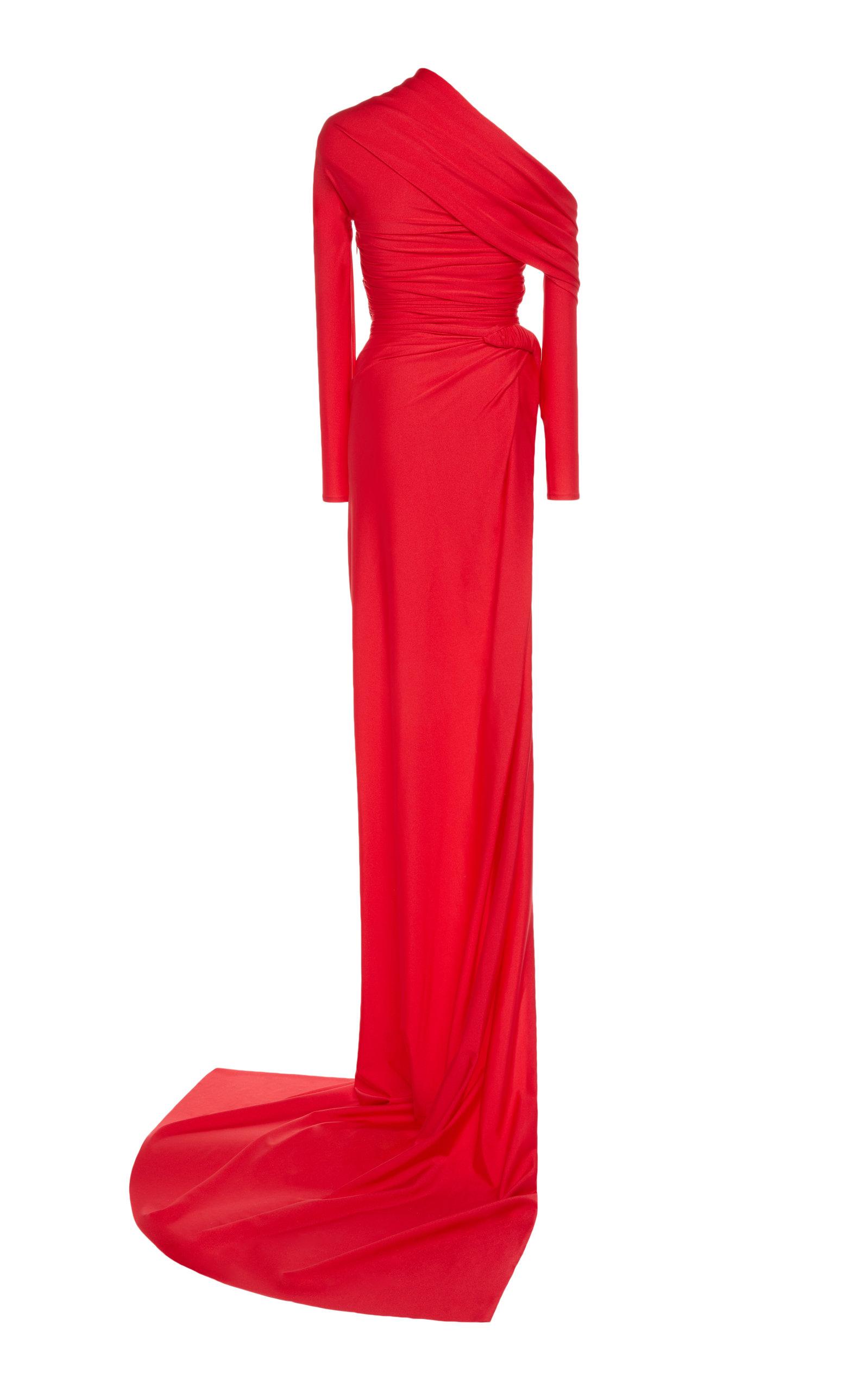 Balenciaga Draped Jersey Gown in Red | Lyst