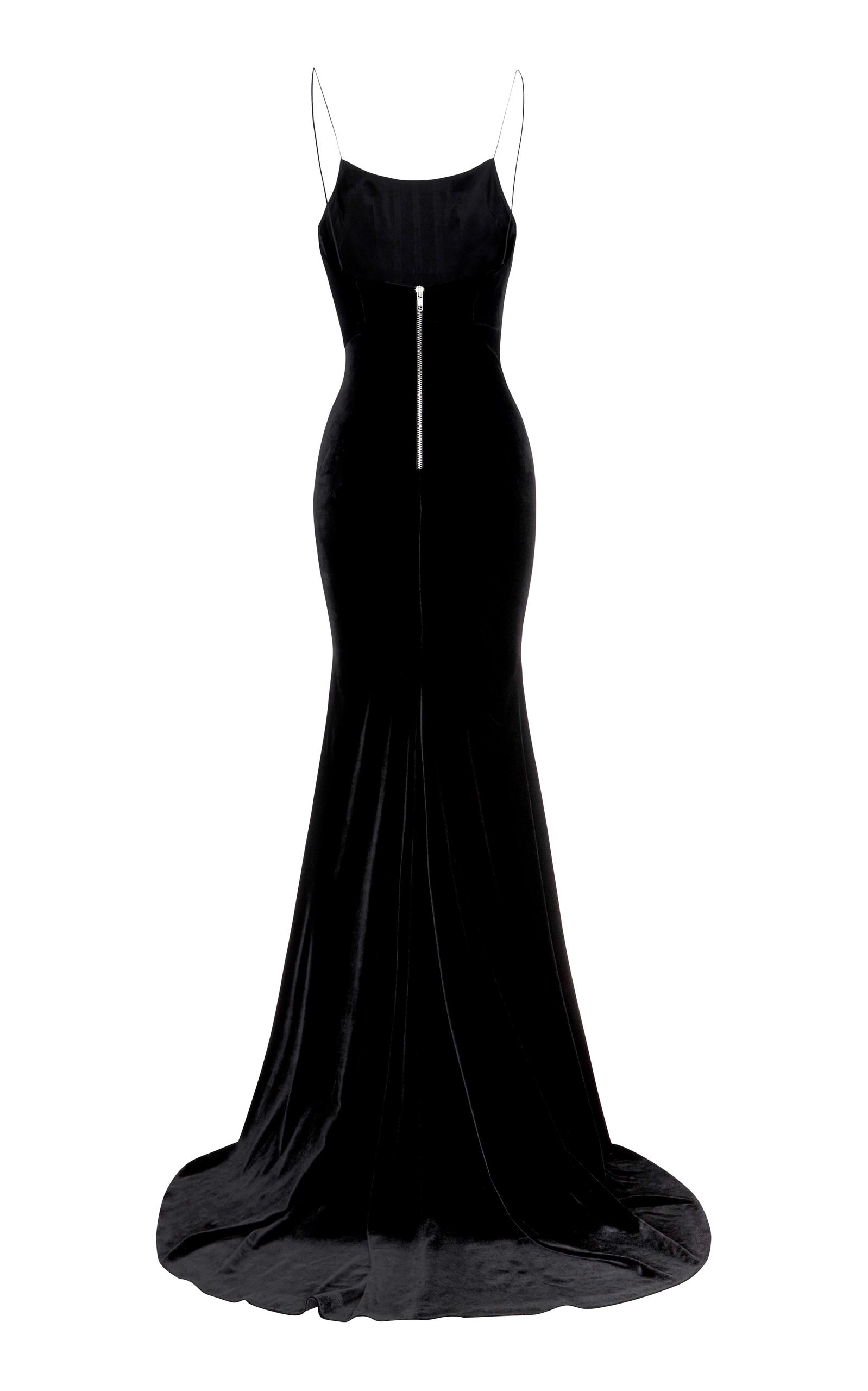 Alex Perry Kim Velvet Slip Dress in Black - Lyst