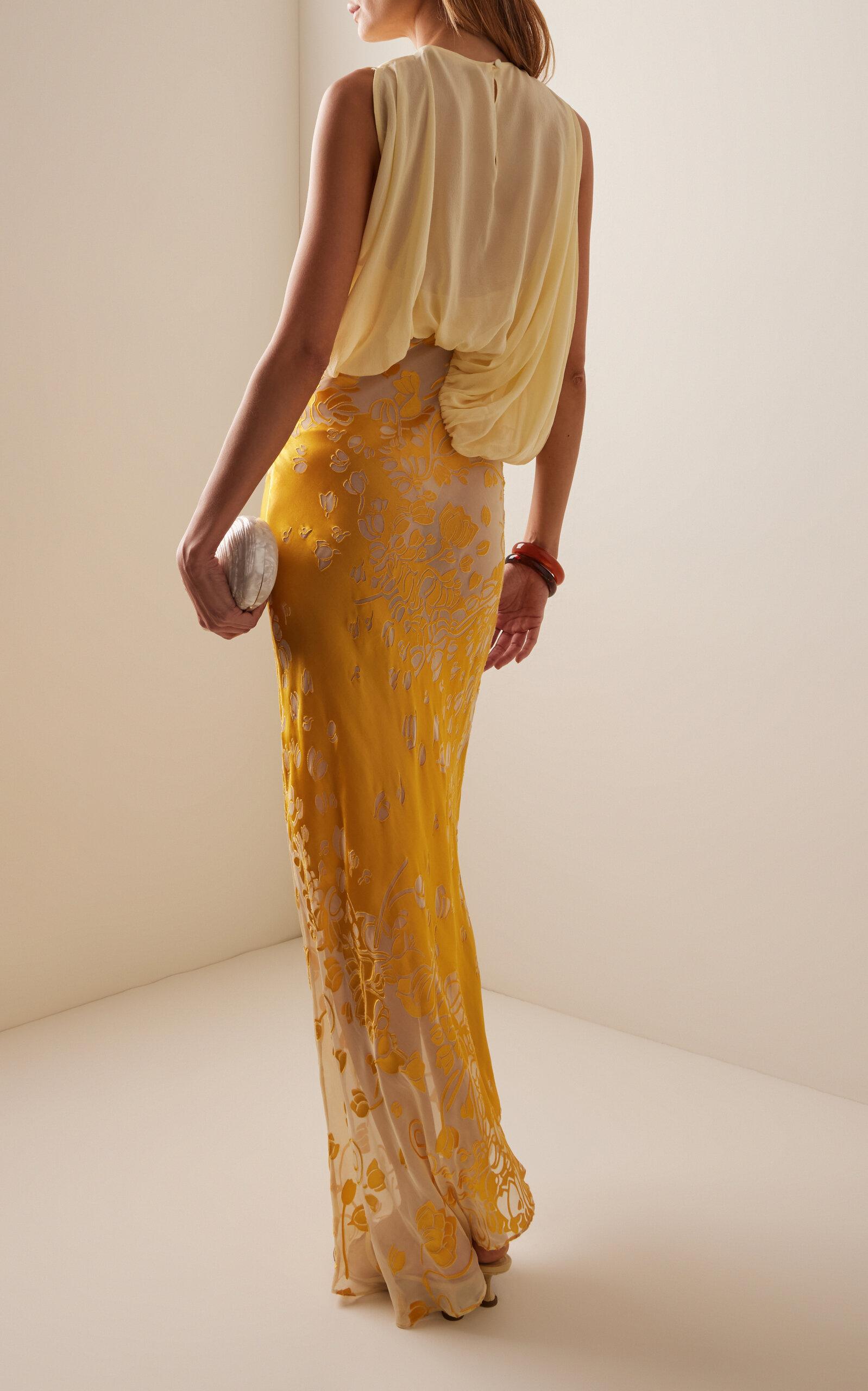 christopher esber satin burnout maxi dress Christopher Esber Exclusive Cumulus Burnout Maxi Dress in Metallic