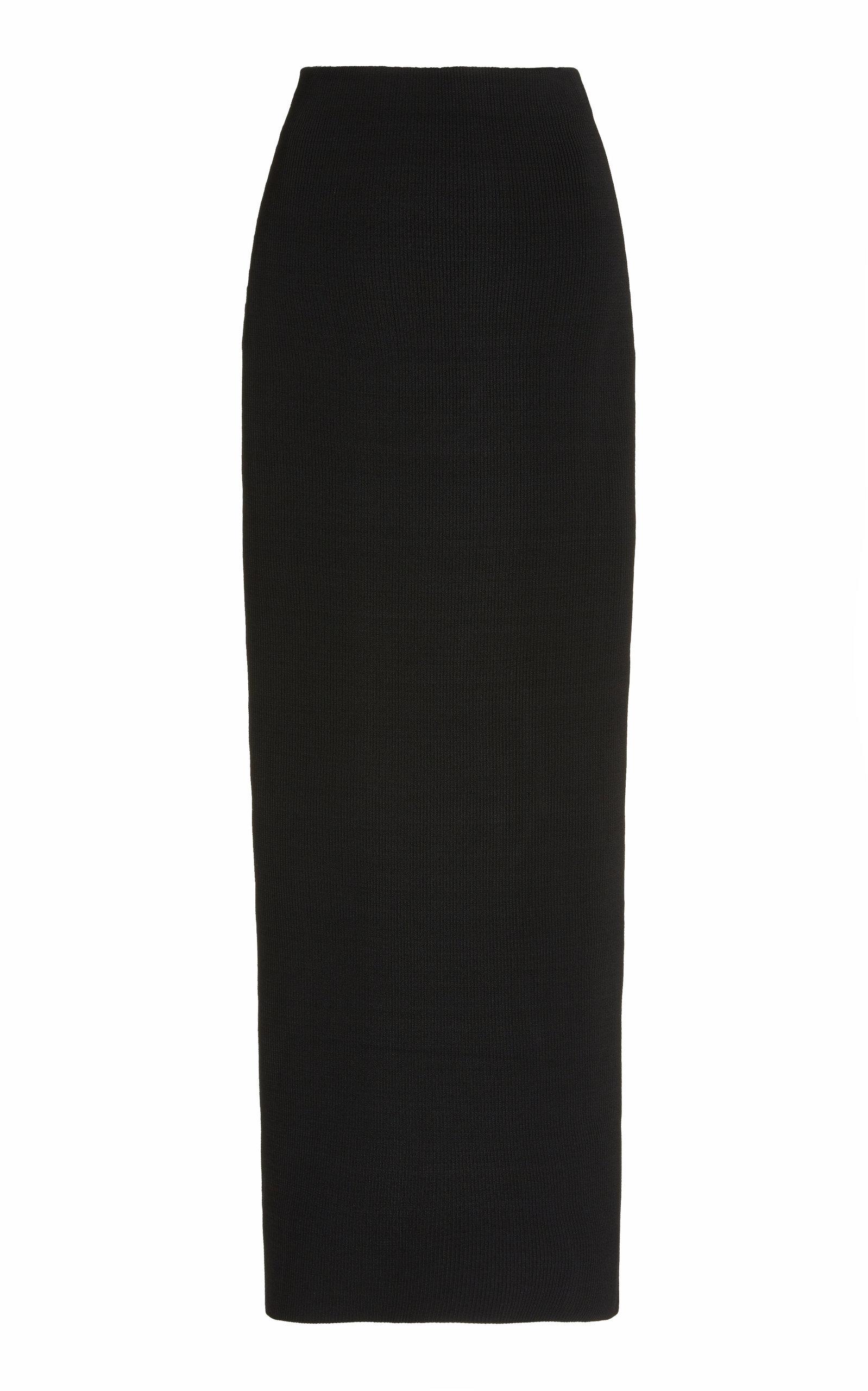 Self-Portrait Knit Maxi Column Skirt in Black | Lyst