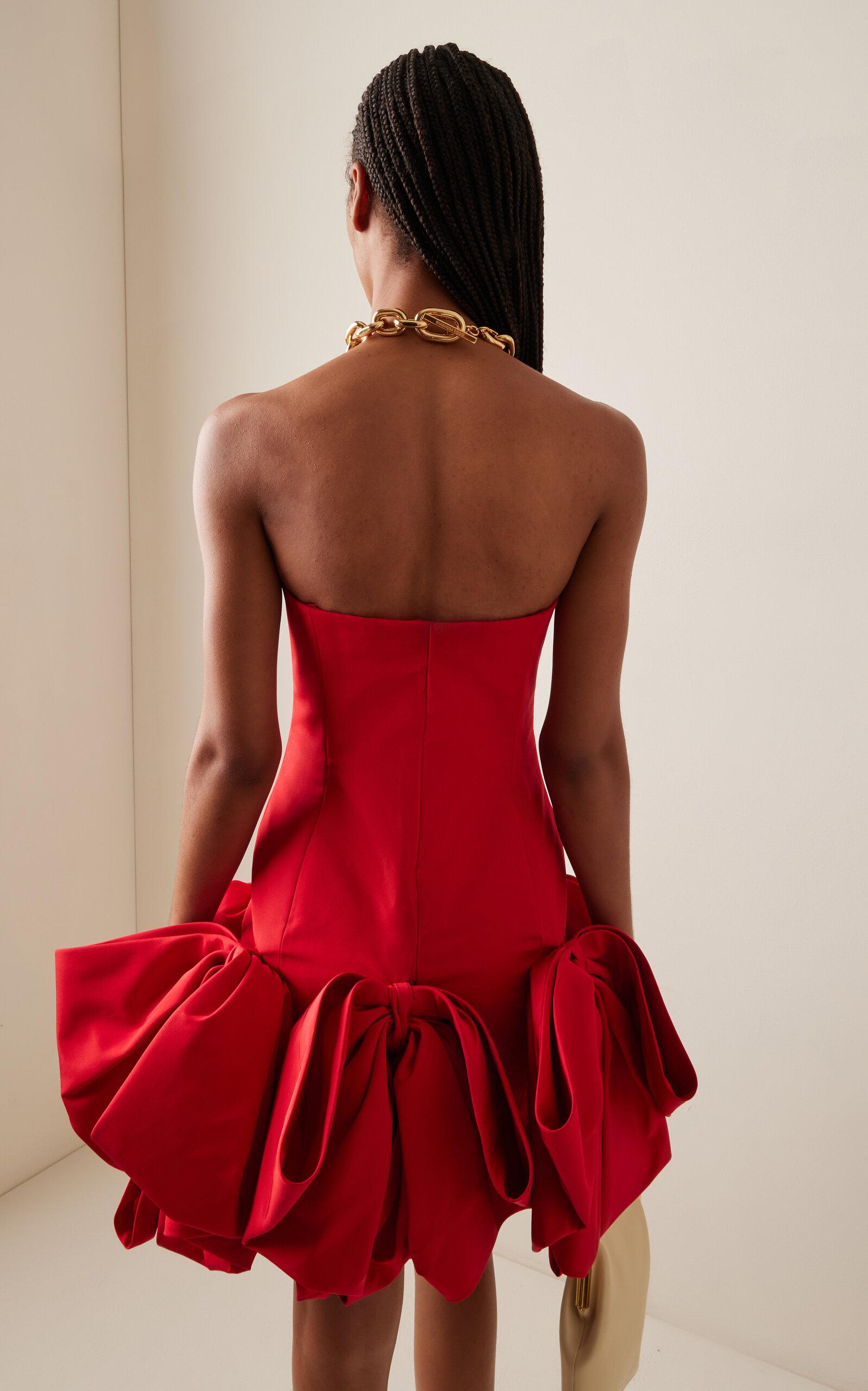 carolina herrera red bow dress Bow-detail silk faille gown in red - Carolina Herrera