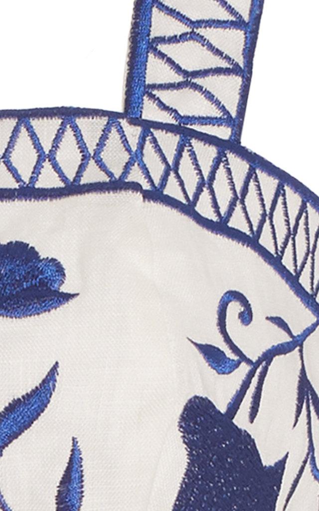 Alexis Olva Embroidered Linen Crop Top in Blue | Lyst