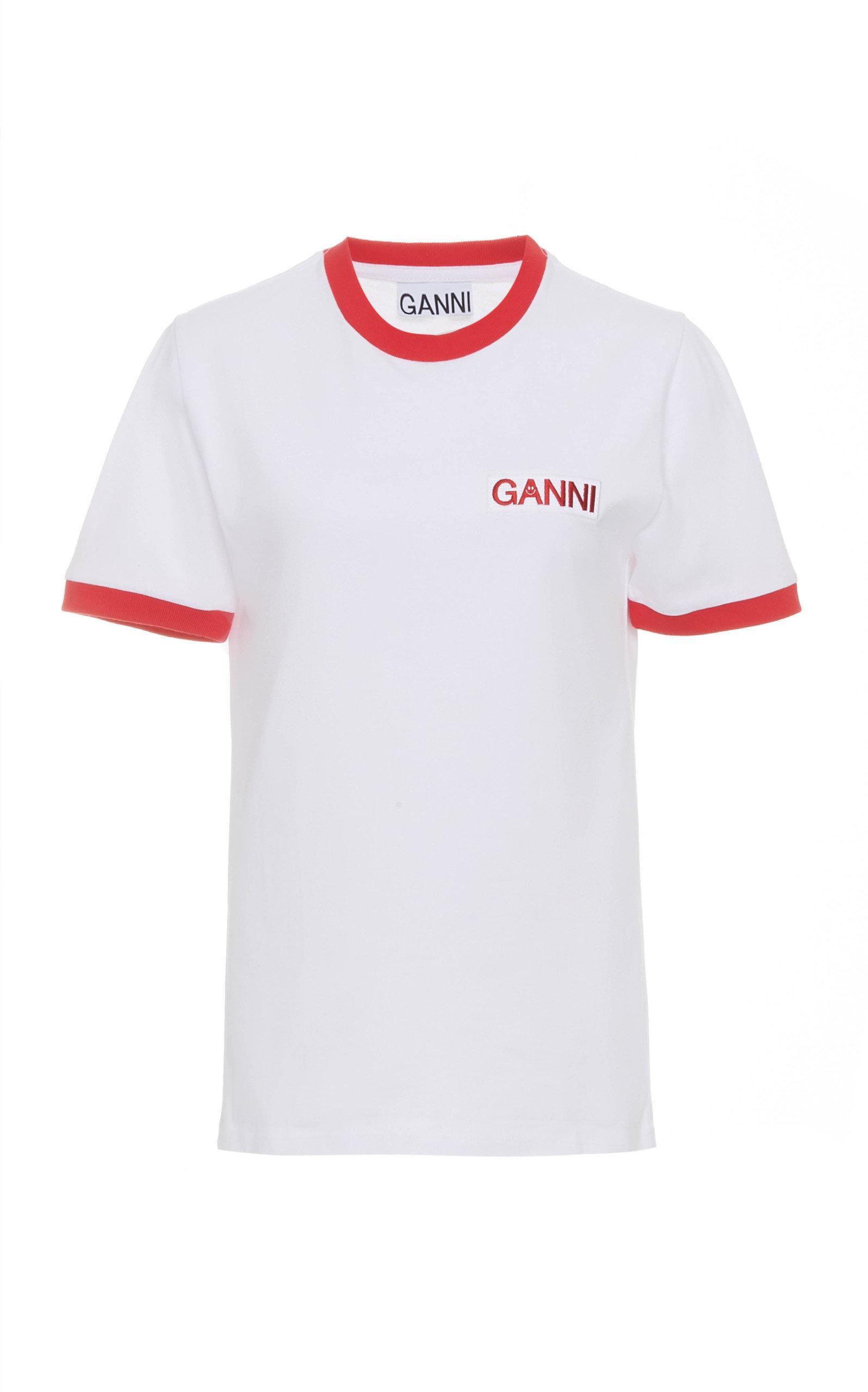Ganni Basic Cotton Jersey T-shirt in White - Lyst