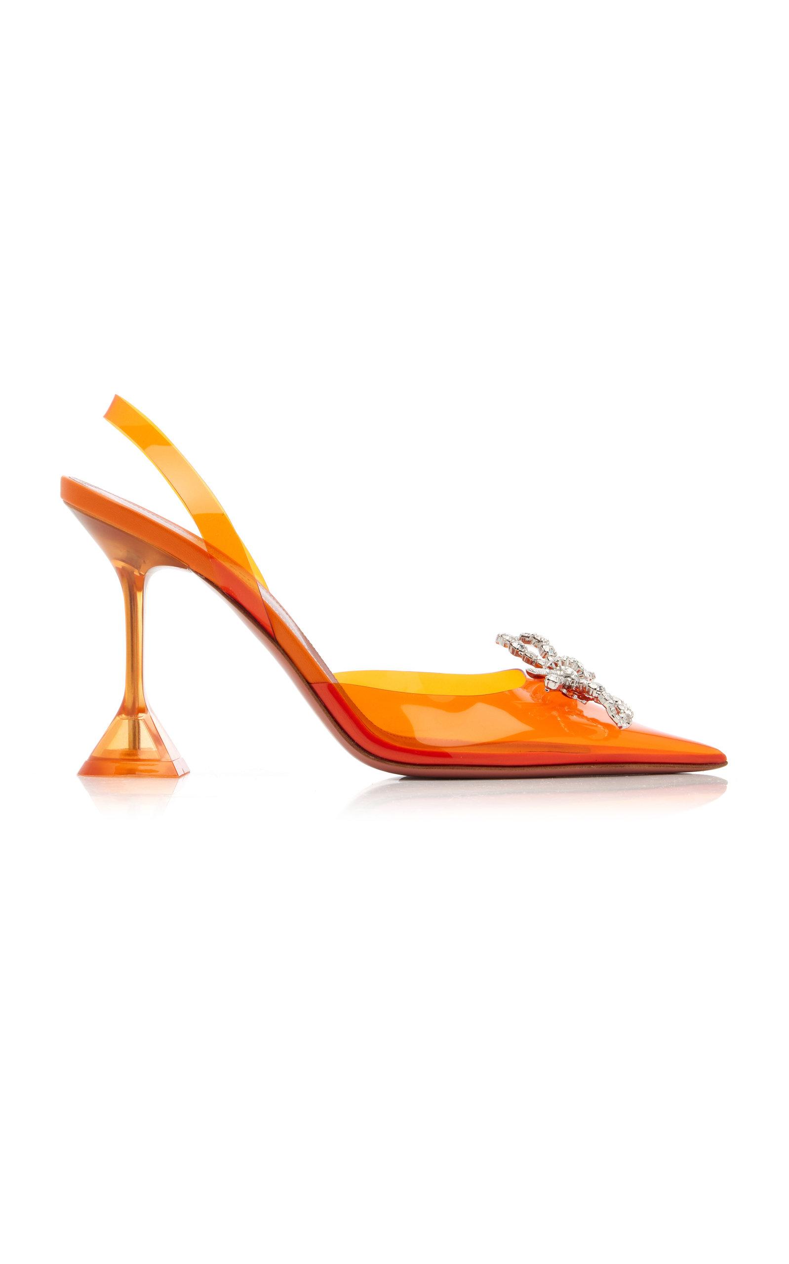 AMINA MUADDI Rosie Crystal-embellished Pvc Slingback Pumps in Orange | Lyst