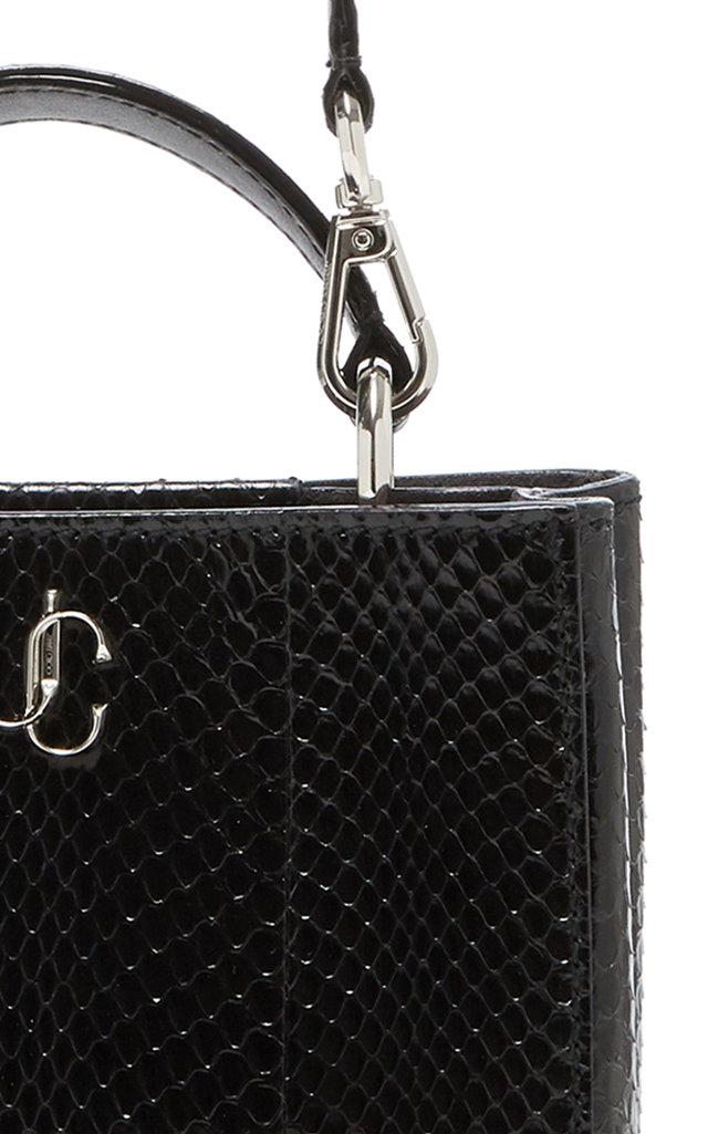 Jimmy Choo Varenne Mini Snakeskin Top Handle Bag in Black | Lyst