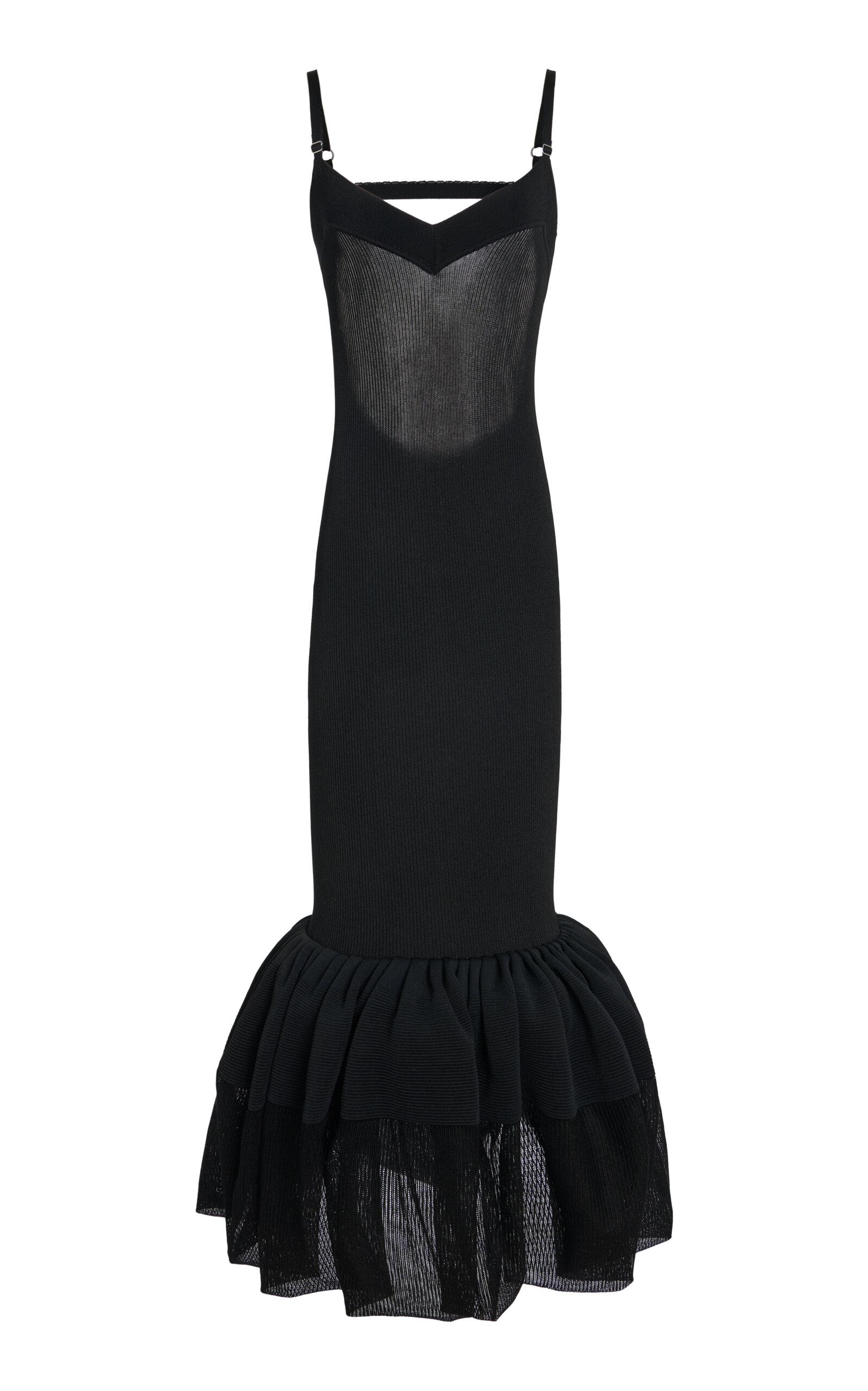 Givenchy Open-Back Knitted Maxi Dress in Black | Lyst
