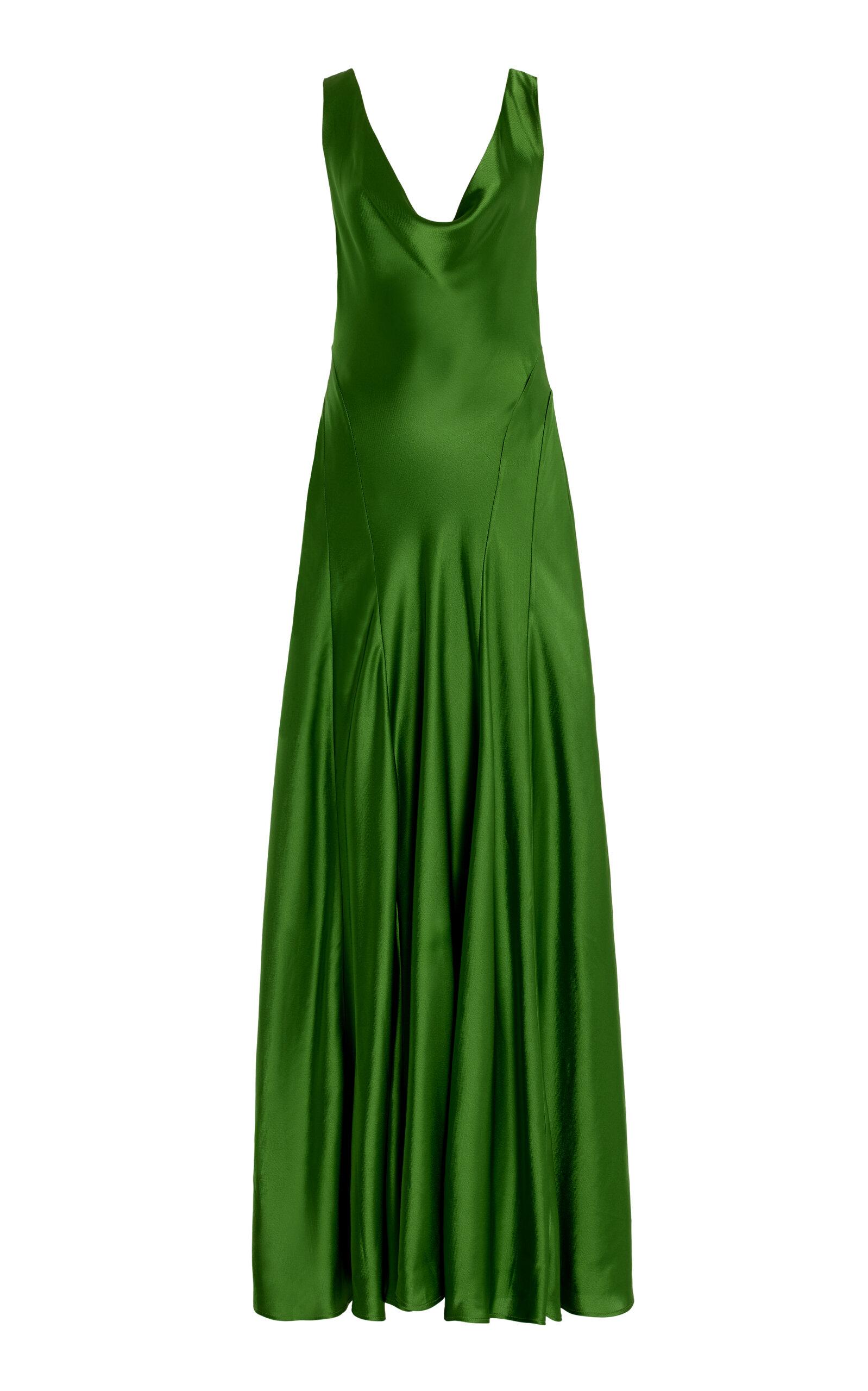 Anna Quan Keira Draped Satin Maxi Dress in Green | Lyst Anna Quan Keira Draped Satin Maxi Dress in Green | Lyst