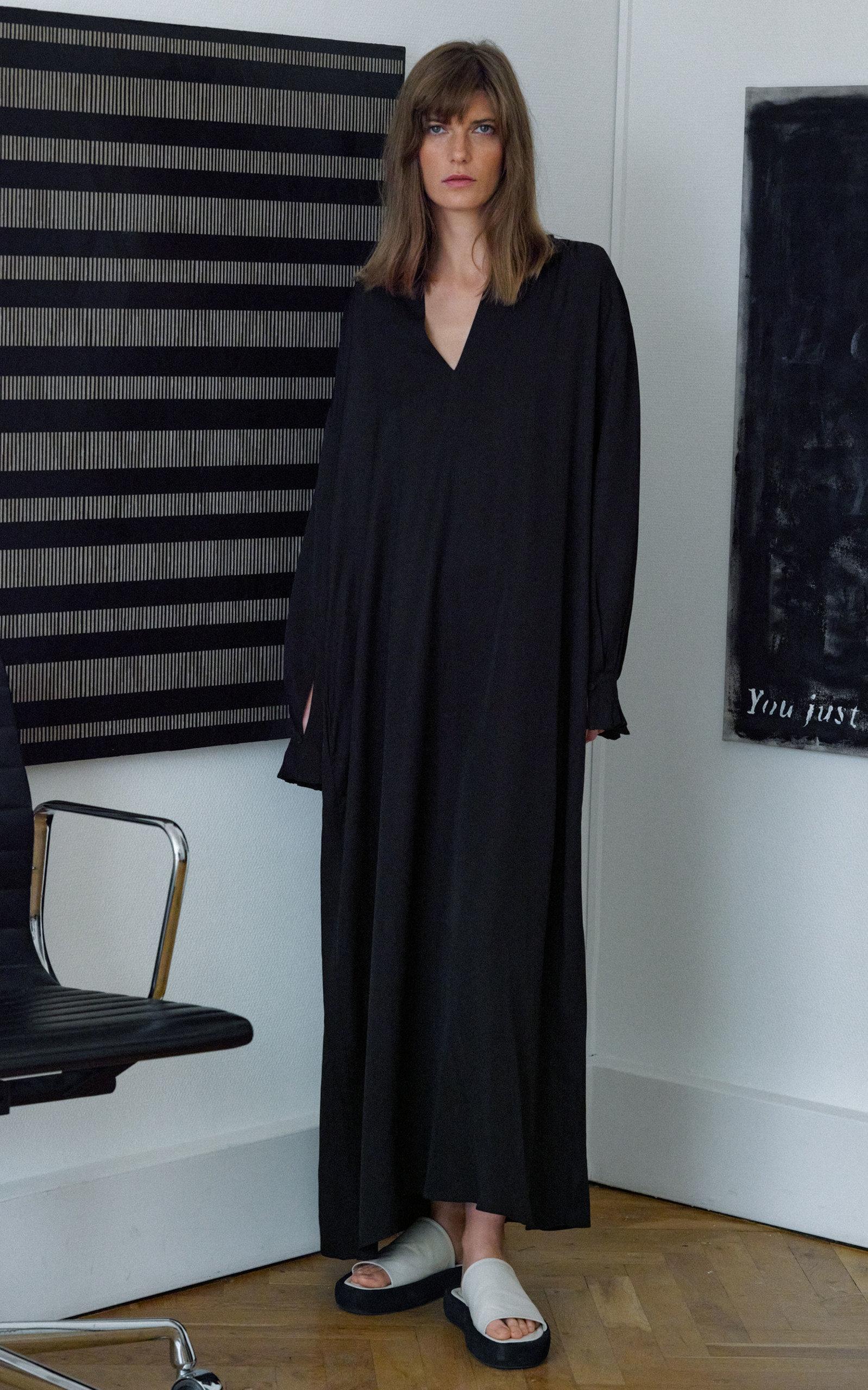 By Malene Birger Daylia Twill Maxi Shirt Dress in Black | Lyst Canada