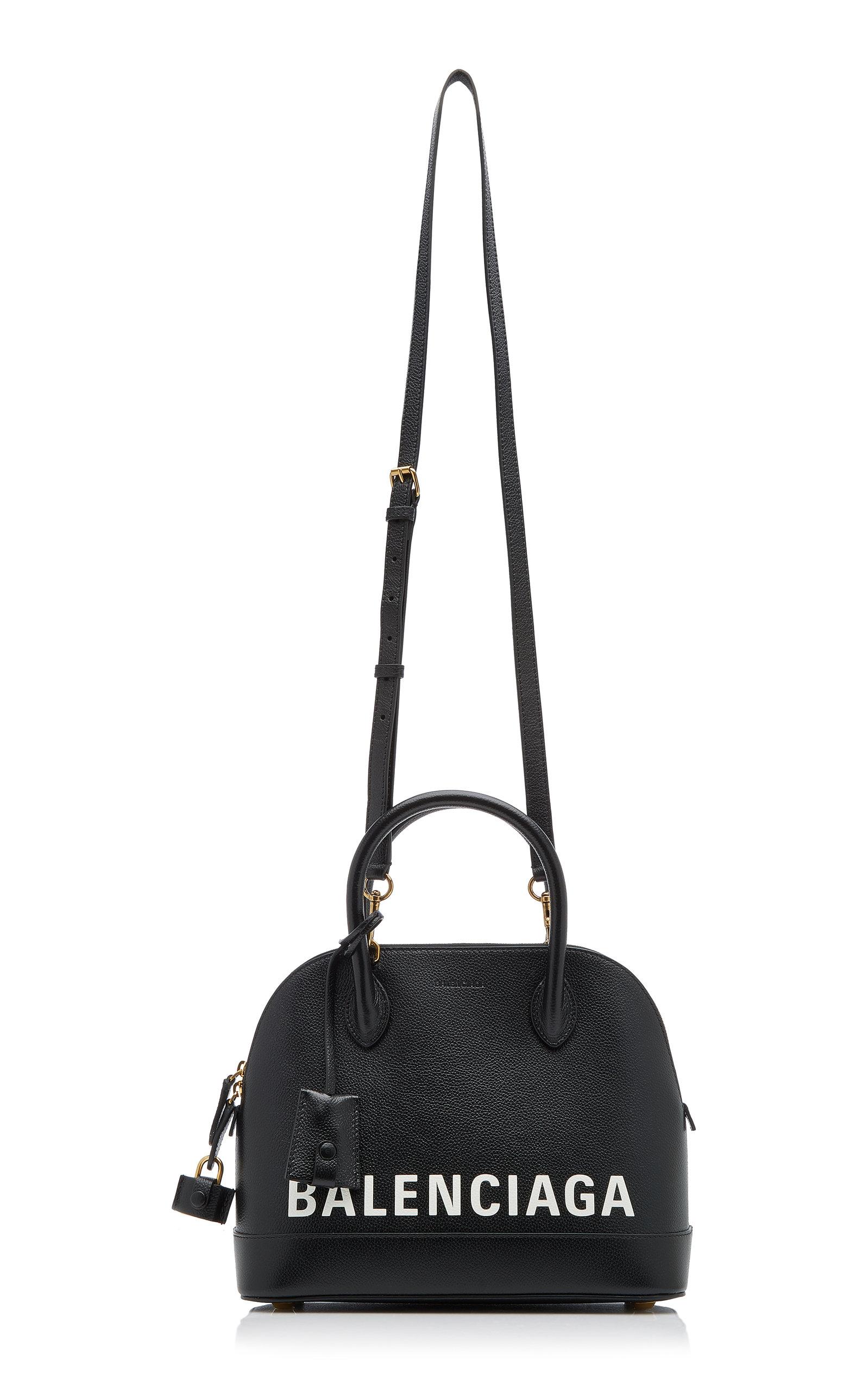 Balenciaga Ville Small Leather Handbag in Black / White (Black 