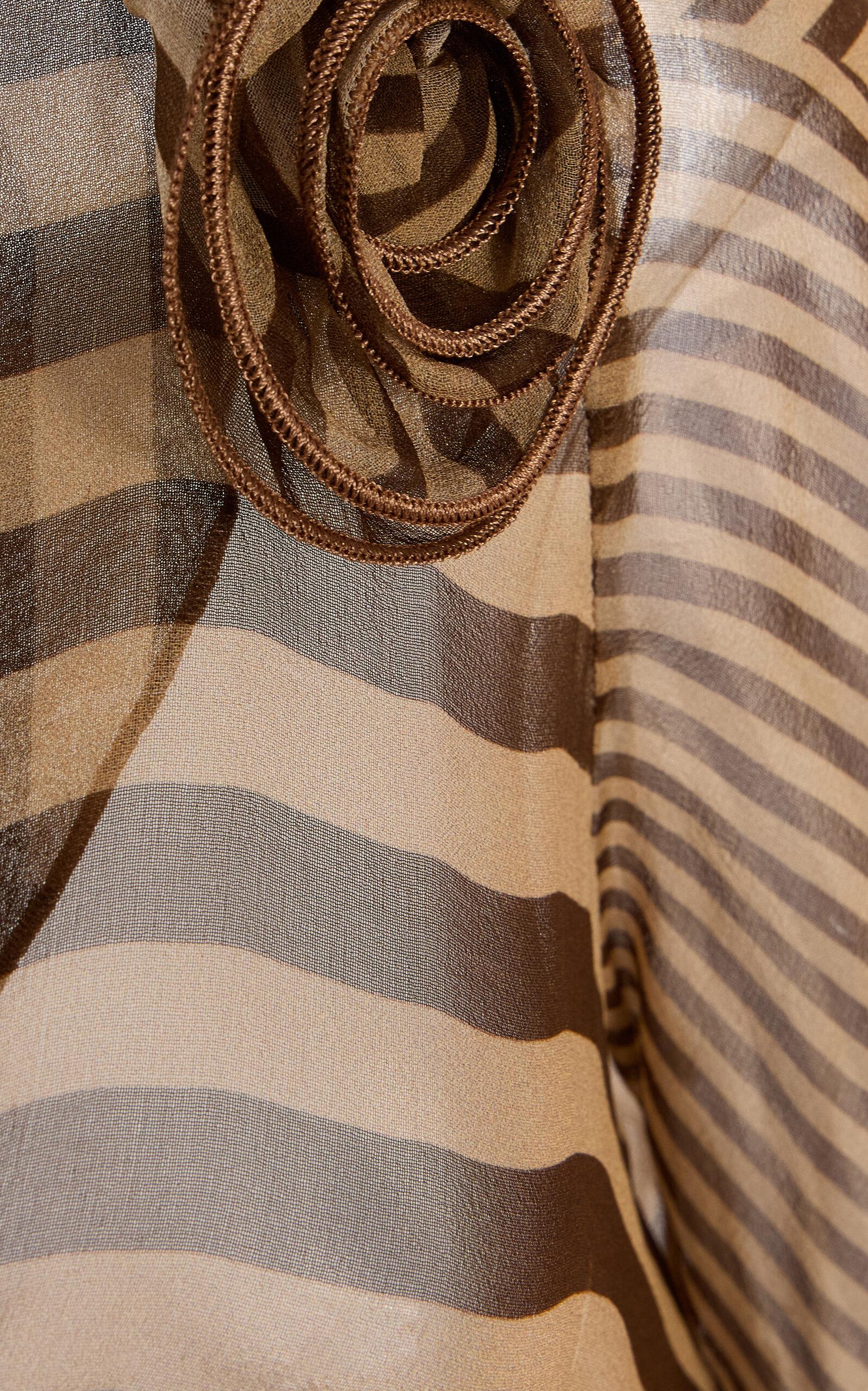 de la vali gracia striped silk-chiffon midi dress De La Vali Gracia Striped Silk-Chiffon Midi Dress in Natural