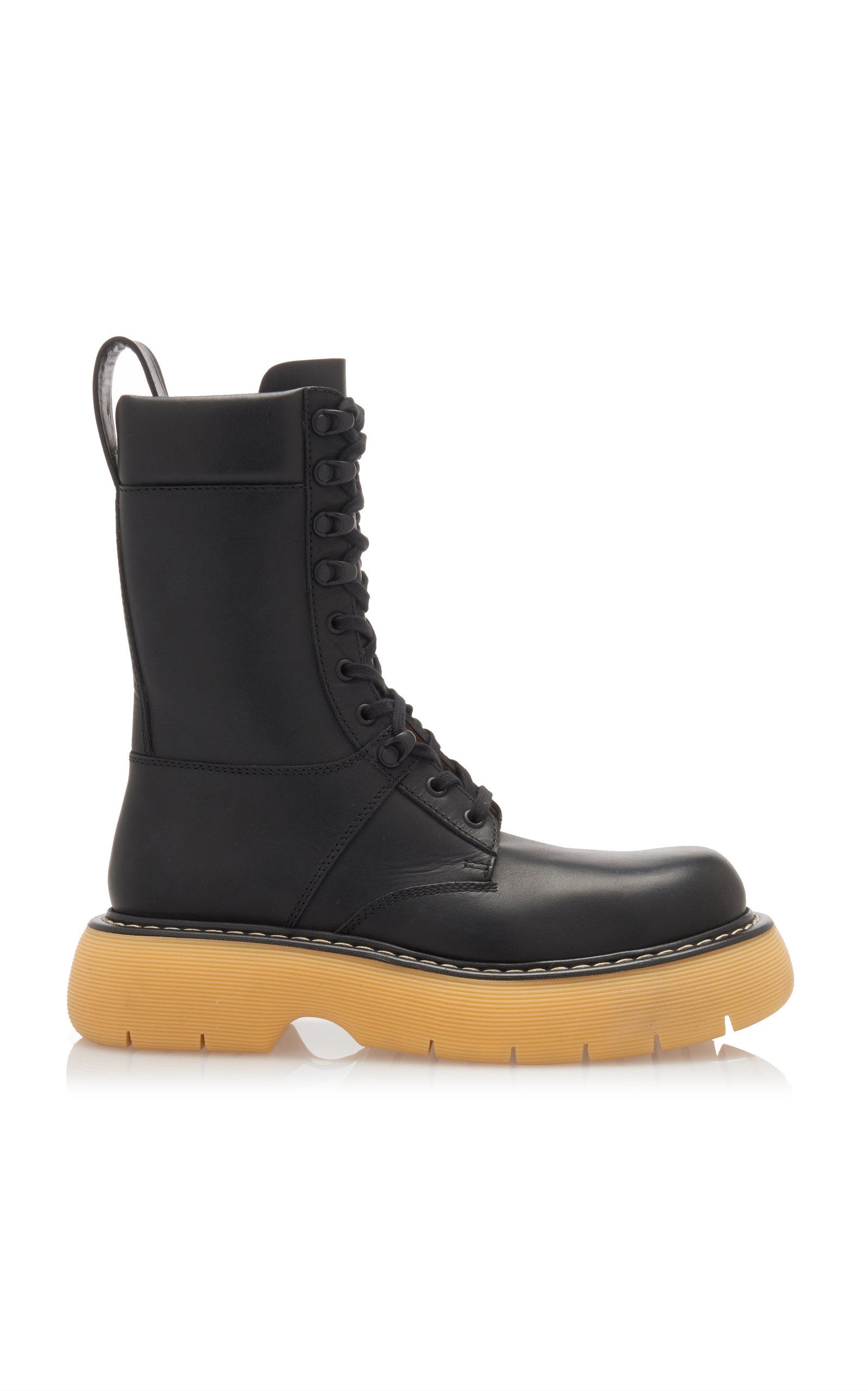 Bounce' Tread Sole Leather Combat Boots 