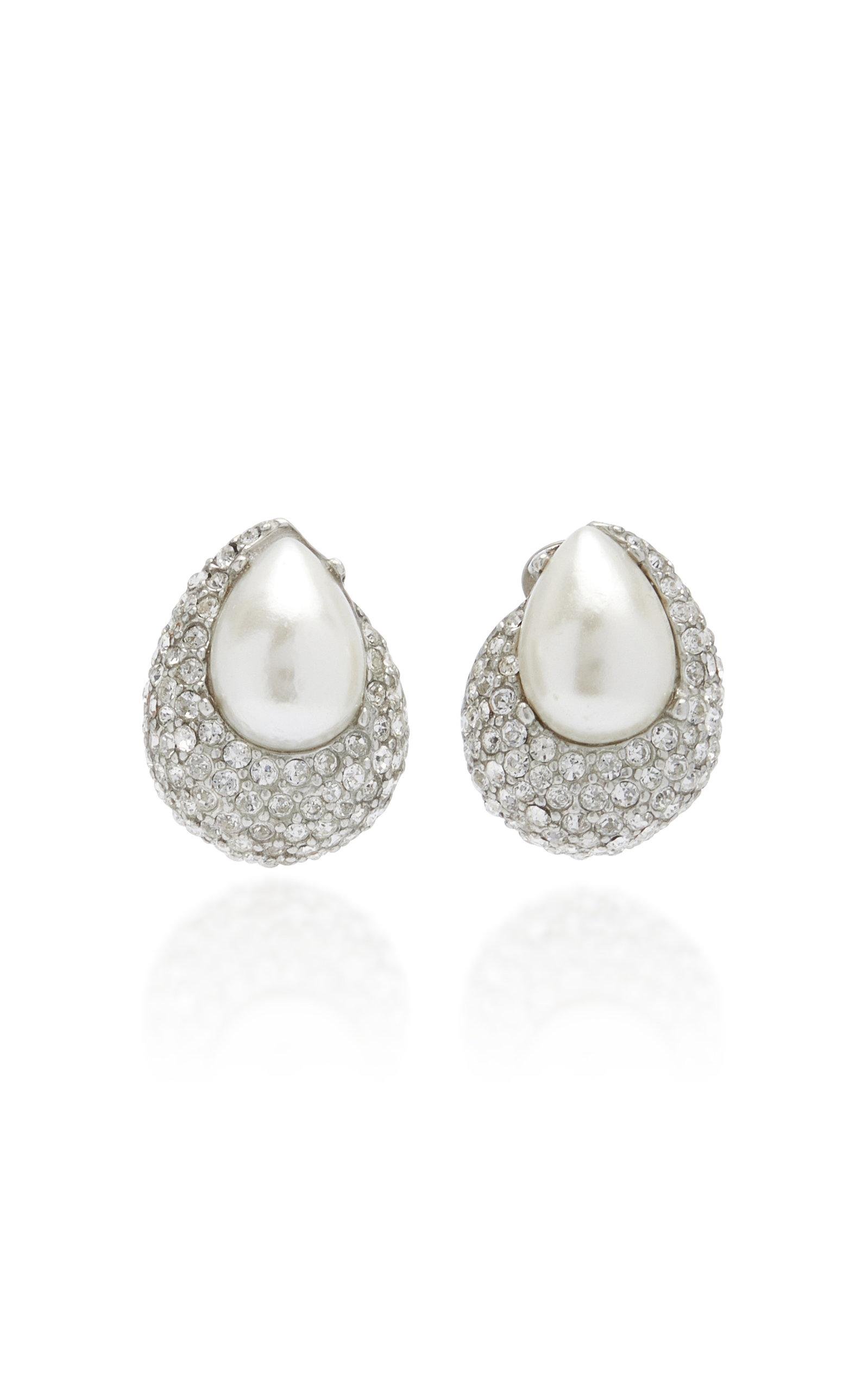 Ben Amun Crystal Pearl Silver tone Earrings in Metallic Lyst