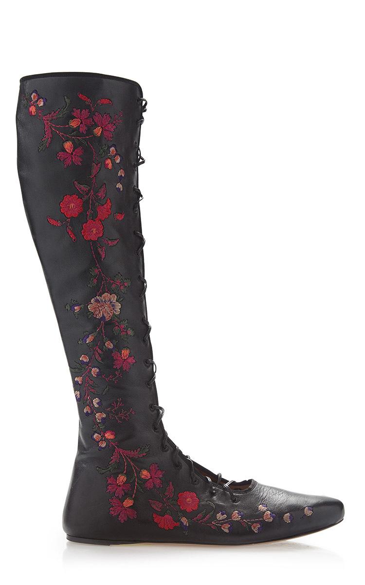 embroidered flat boots