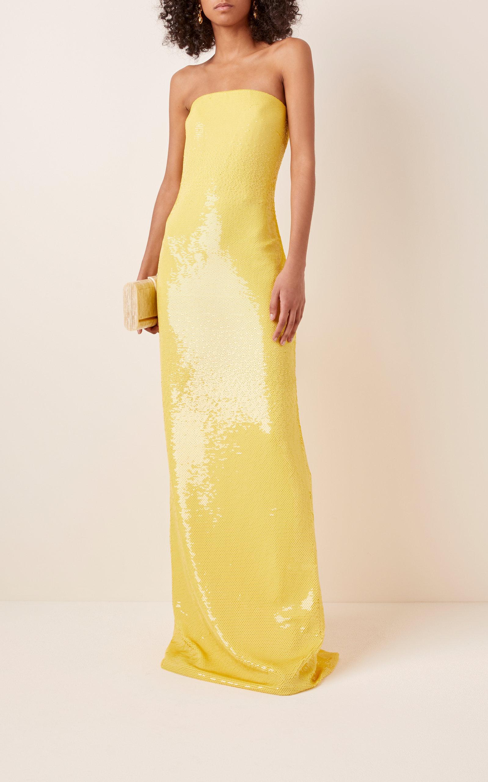 Ralph Lauren Landis Sequined Tulle Dress in Yellow - Lyst