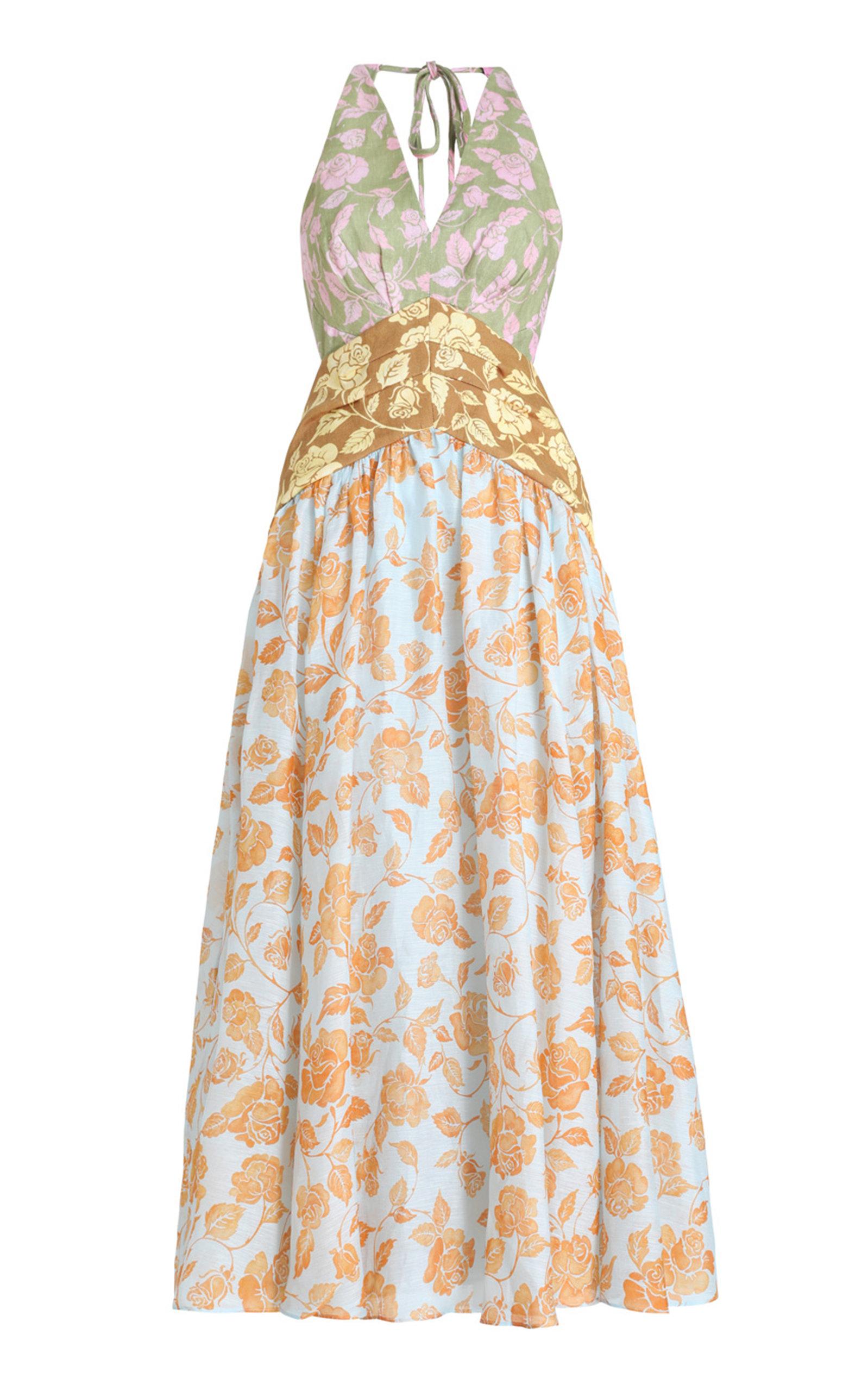 Zimmermann The Lovestruck Tri-printed Linen Midi Dress | Lyst Australia