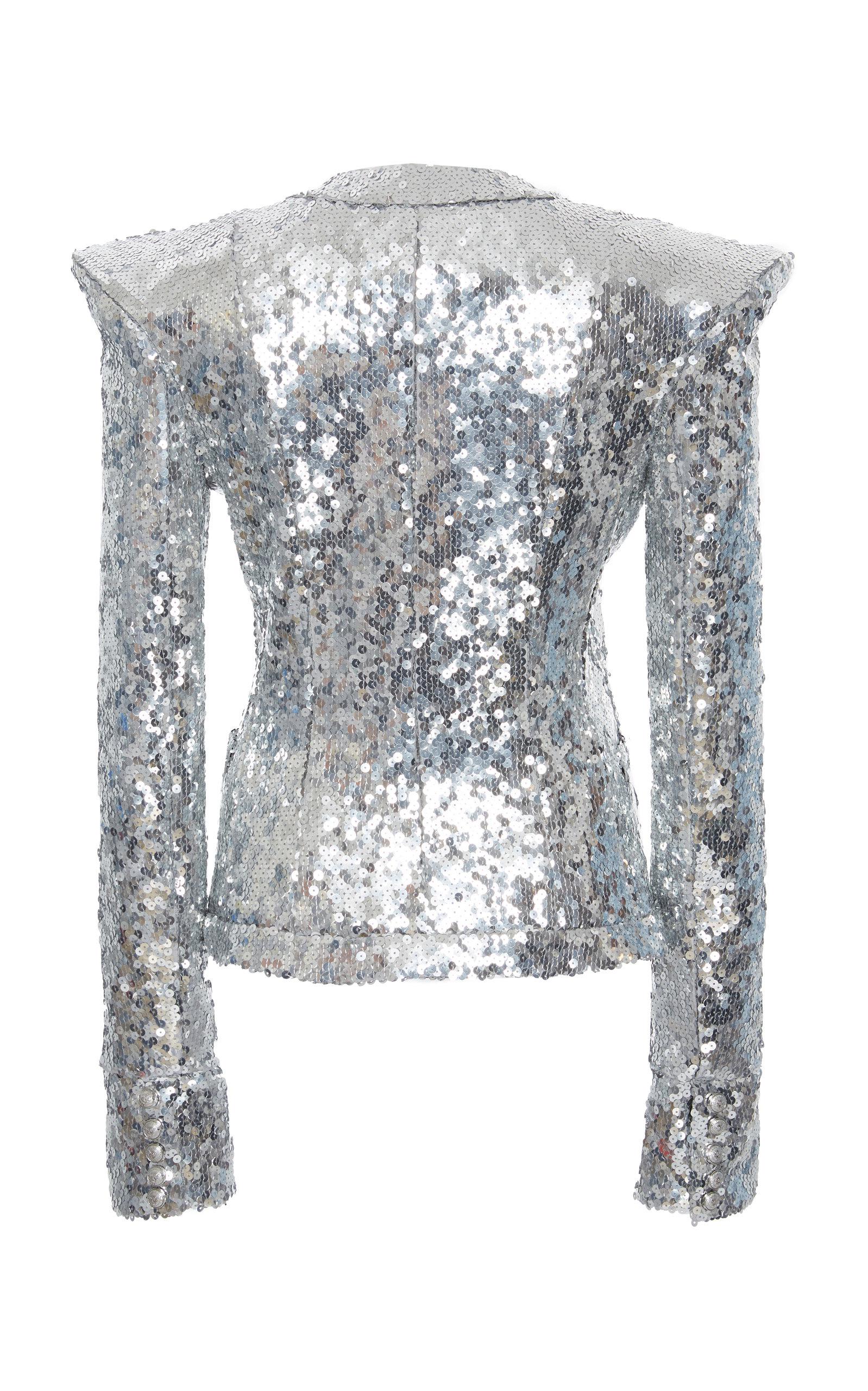 silver sequin crop jacket