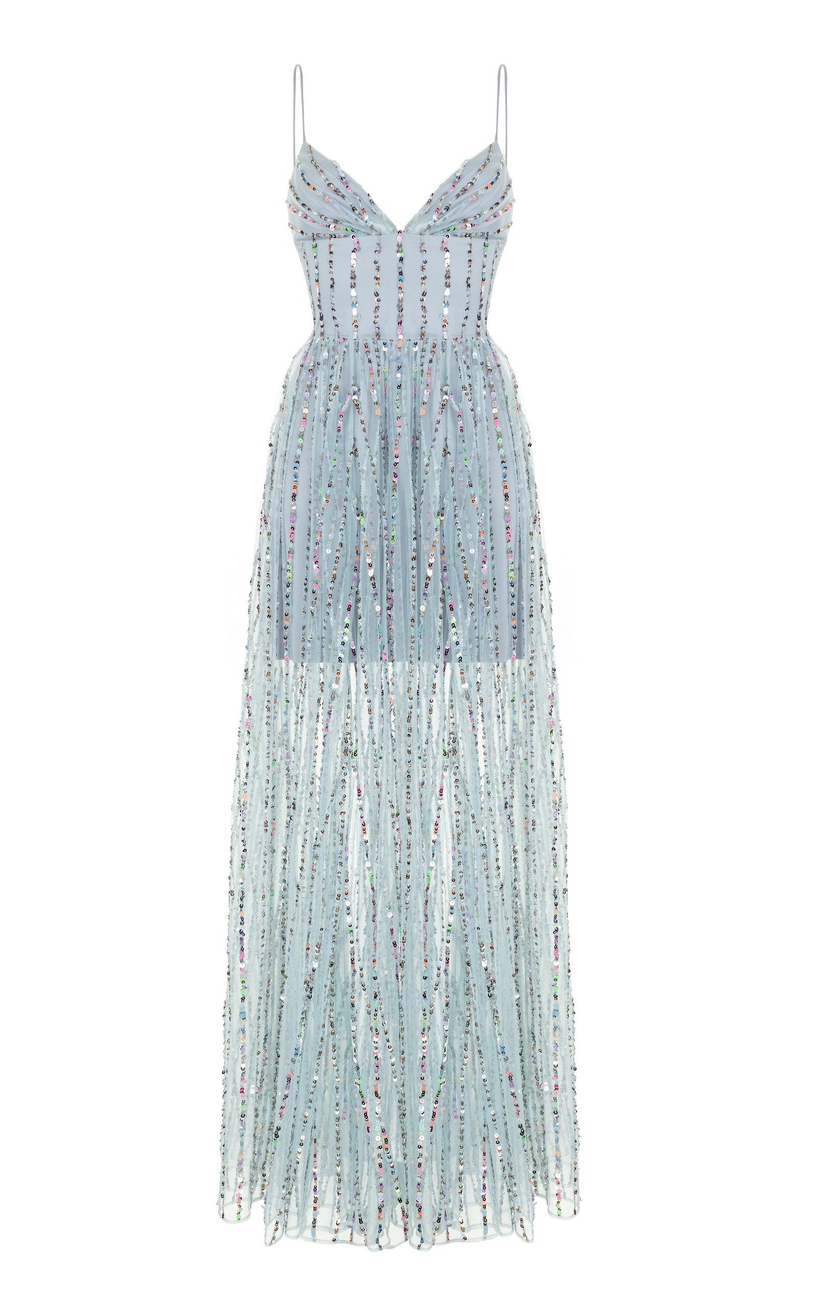 Rasario Sequined Tulle Maxi Gown in 