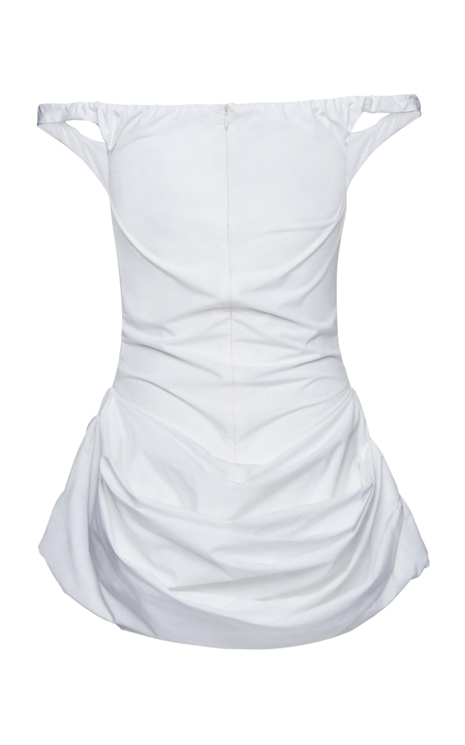 Magda Butrym Draped Cotton Mini Dress in White | Lyst