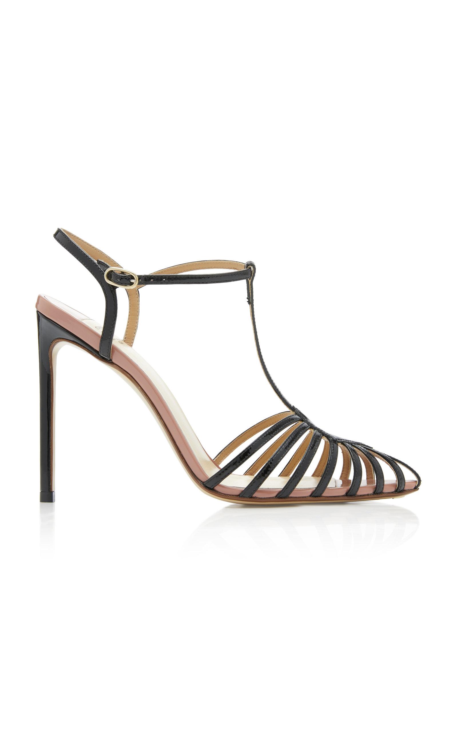 Francesco Russo Cage T Strap Pump in Black | Lyst