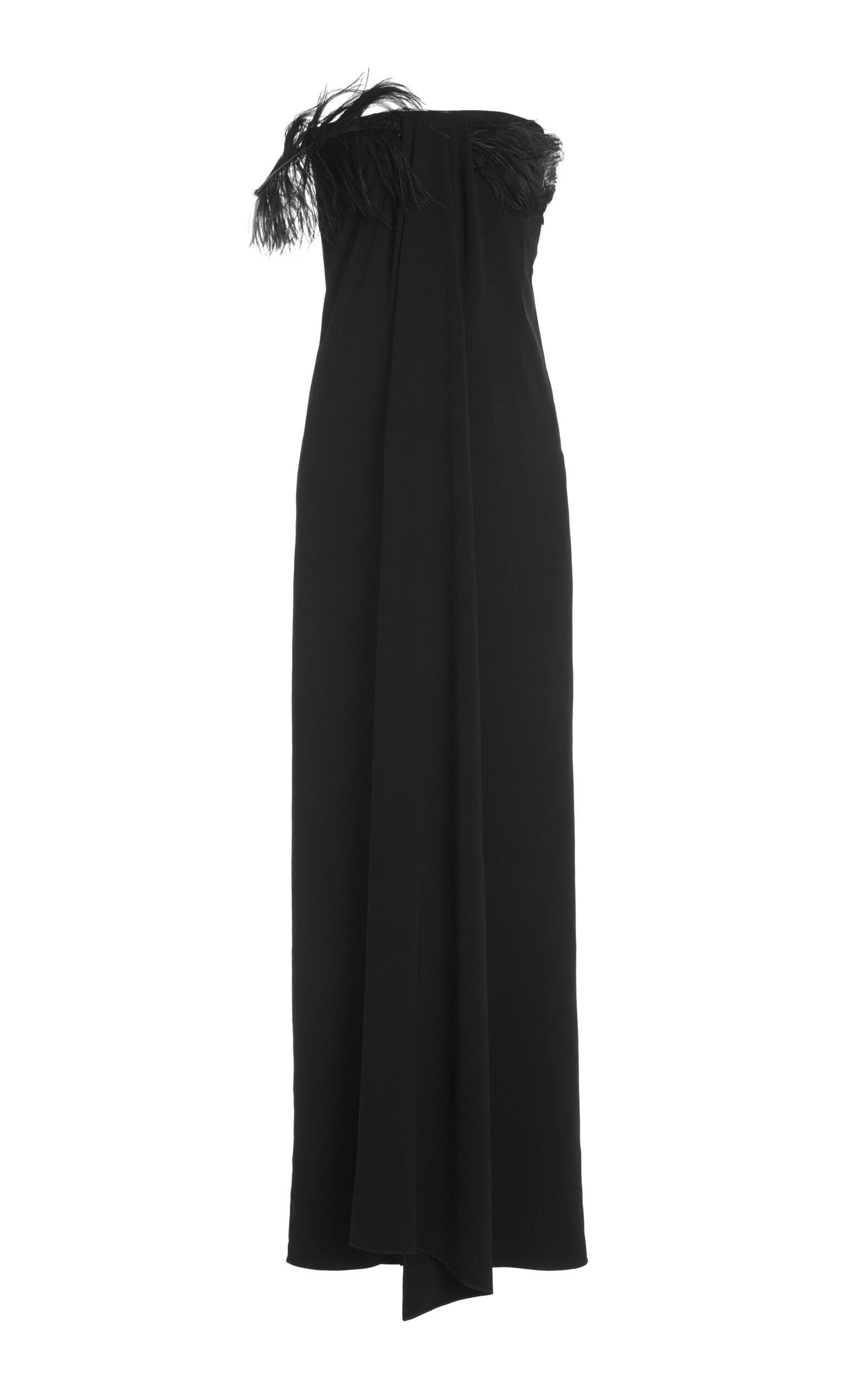 16Arlington Mirai Feather-trimmed Crepe Gown in Black | Lyst Canada