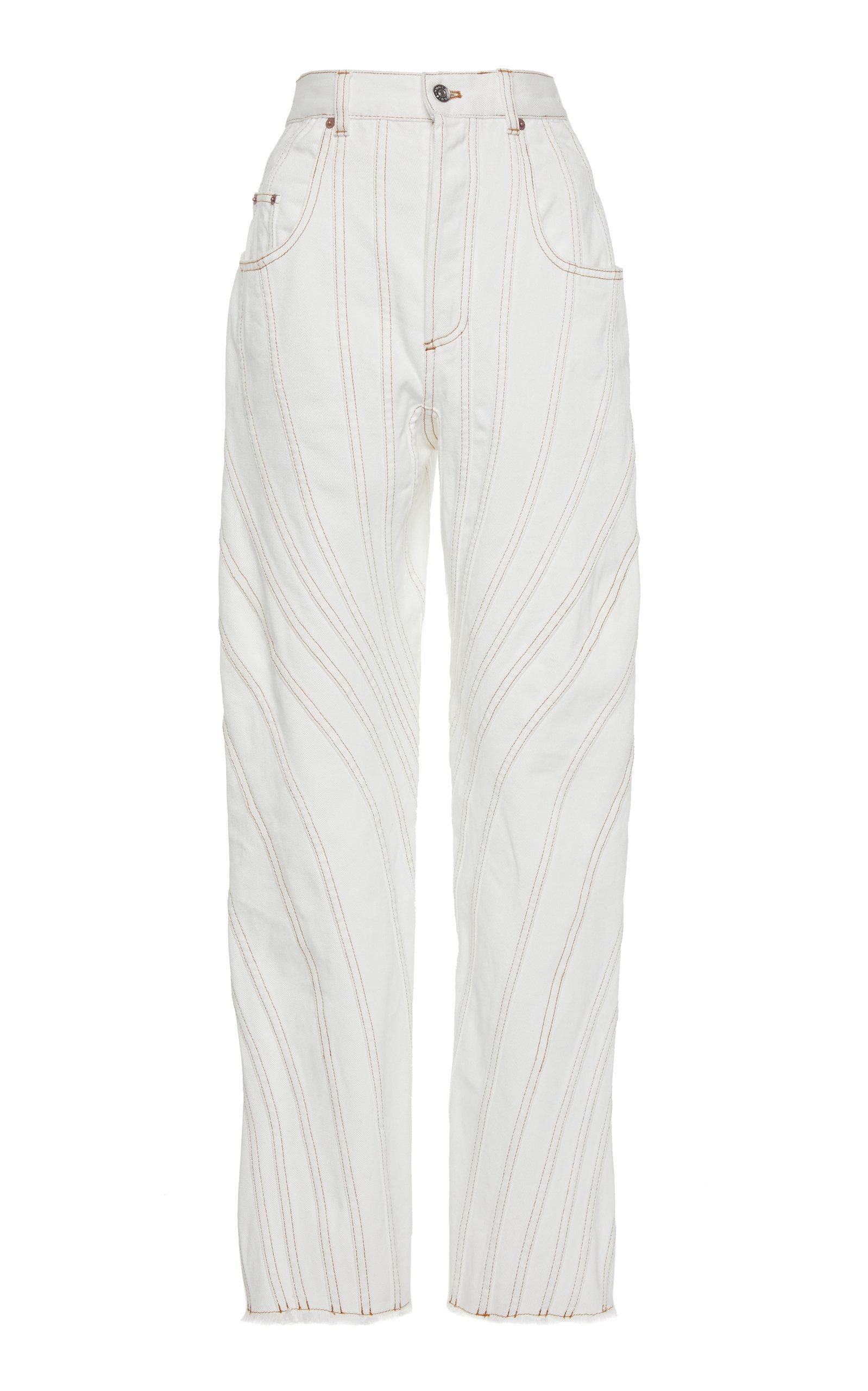 Mugler High-rise Spiral Straight-leg Jeans in White | Lyst