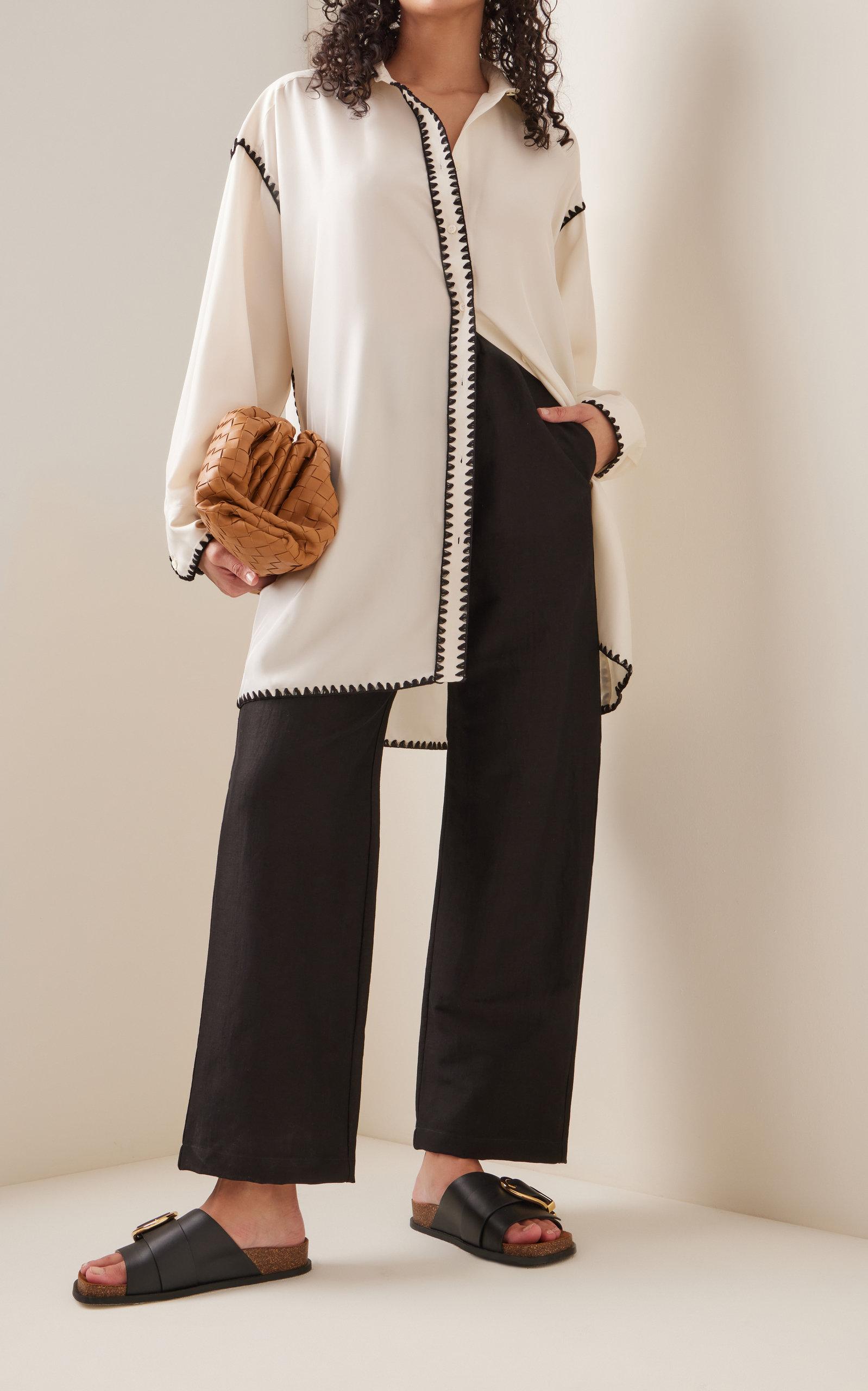 Totême Oversized Embroidered Silk Shirt 