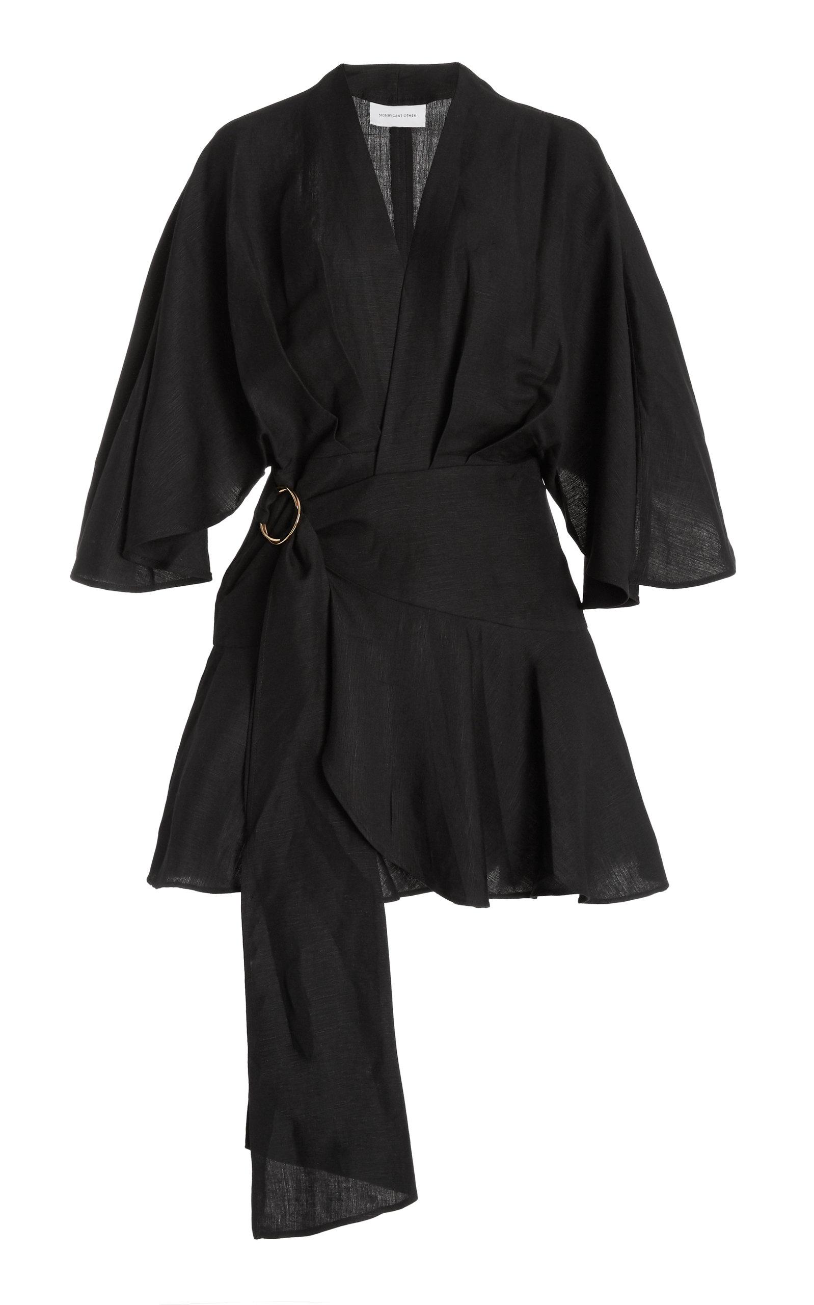 Olivia Linen-blend Mini Wrap Dress 