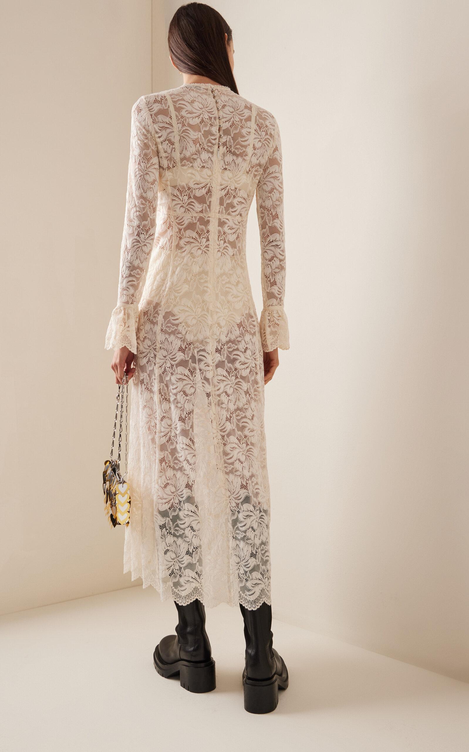Rabanne Lace Maxi Dress in White | Lyst Rabanne Lace Maxi Dress in White | Lyst