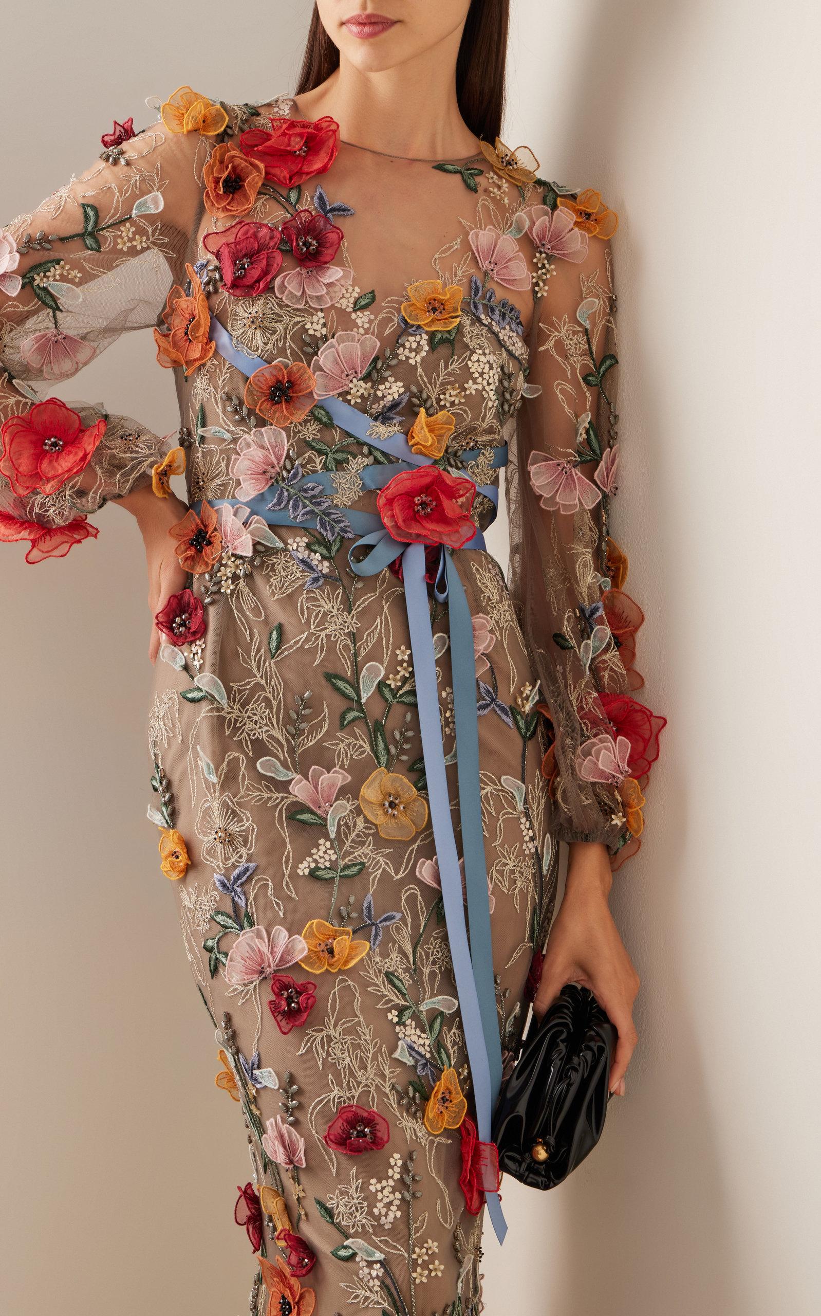 Floral embroidered tulle gown 2025