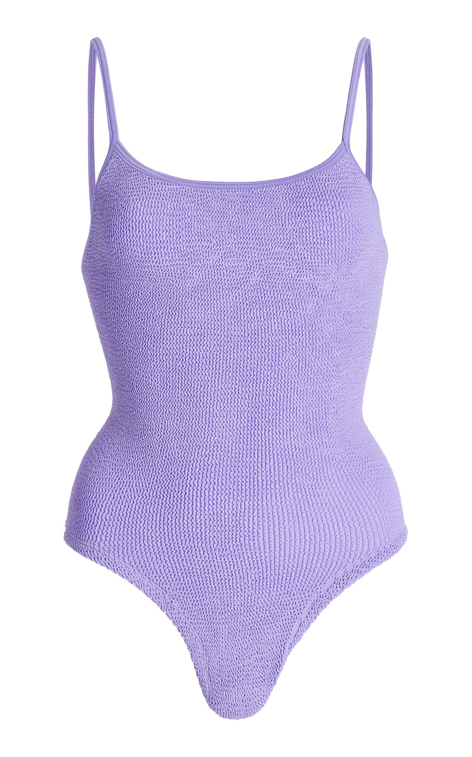Hunza G Pamela Seersucker One-piece Swimsuit in Purple | Lyst