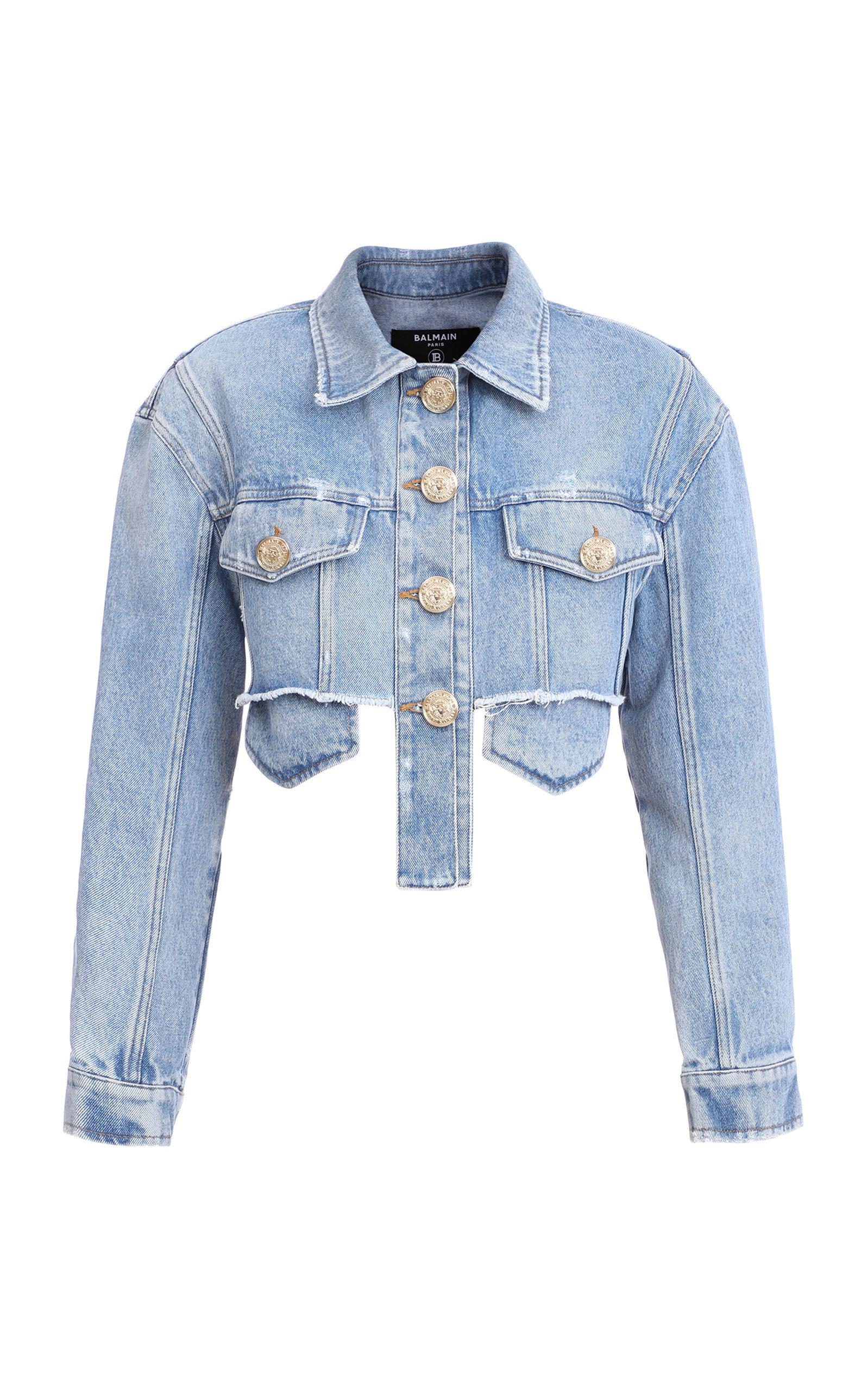 balmain cropped denim jacket