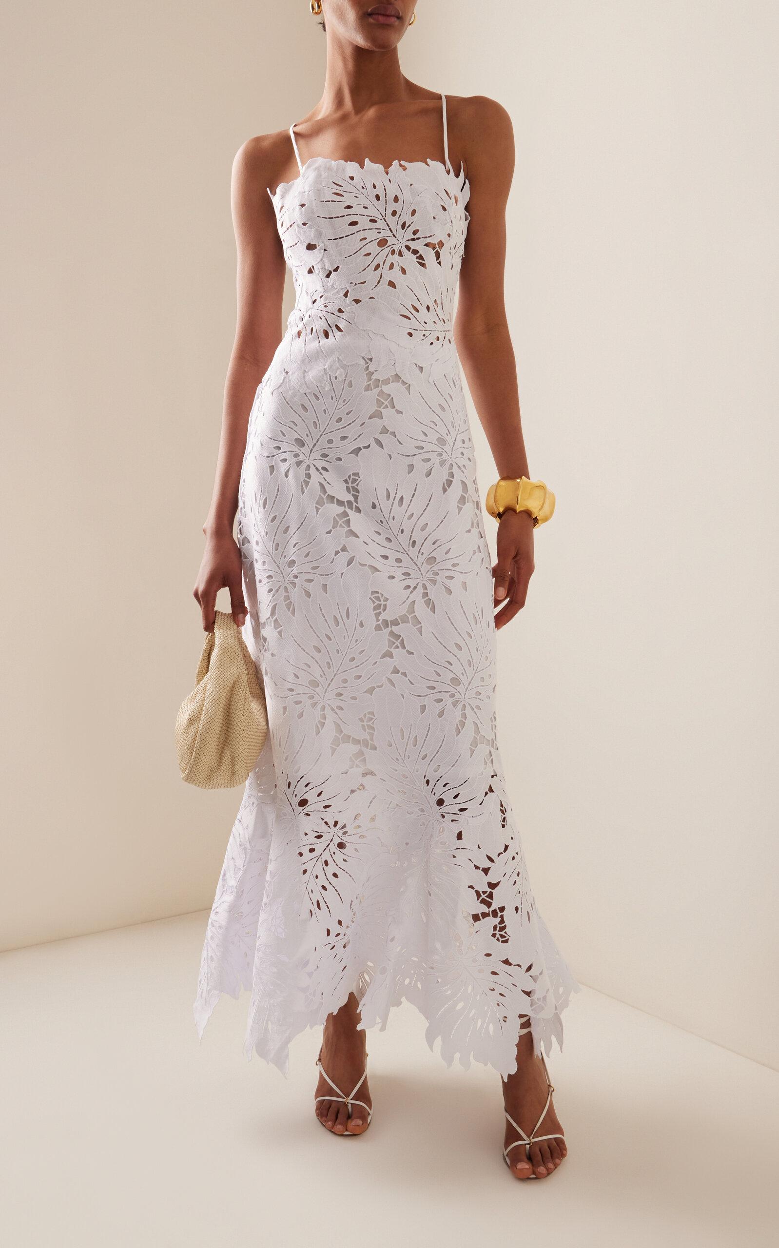 ANDRES OTALORA Rio Guipure Lace Midi Dress in White | Lyst