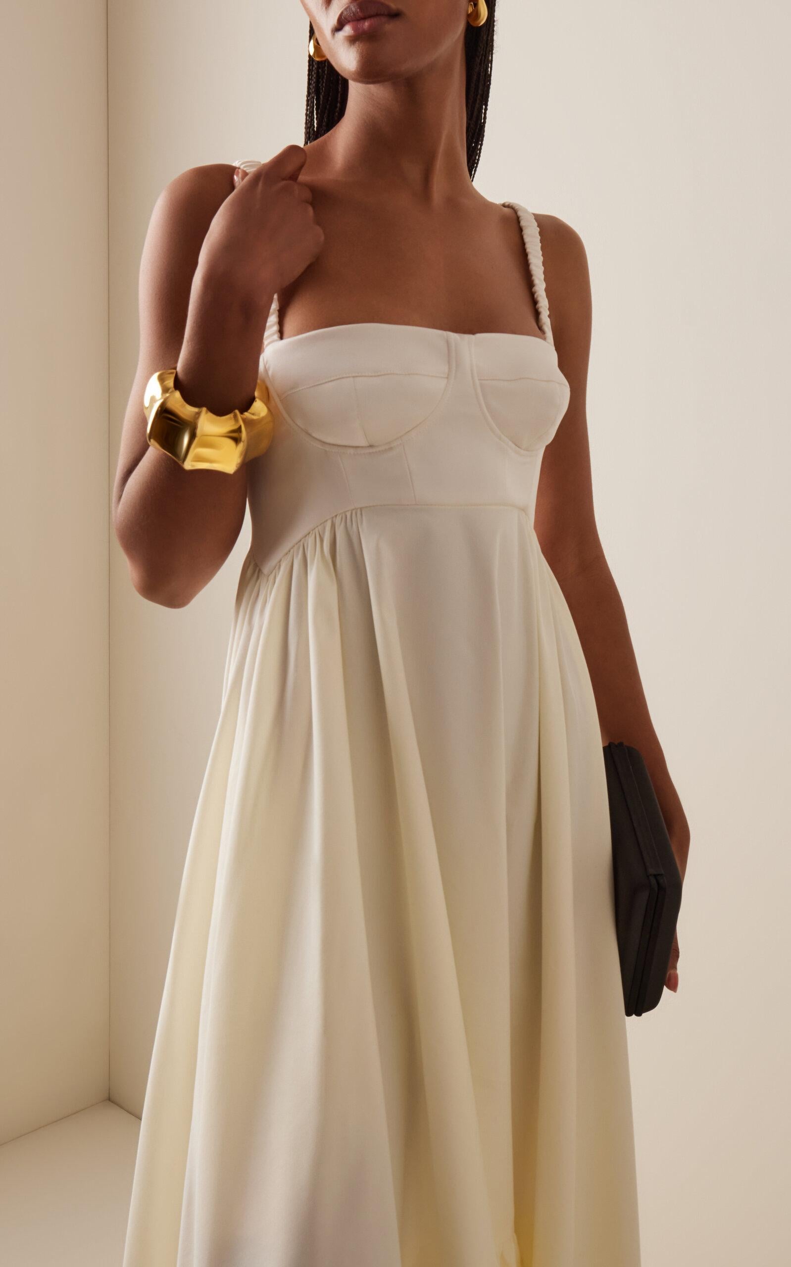 Anna October Snowdrop Asymmetric Cotton-blend Maxi Dress in White