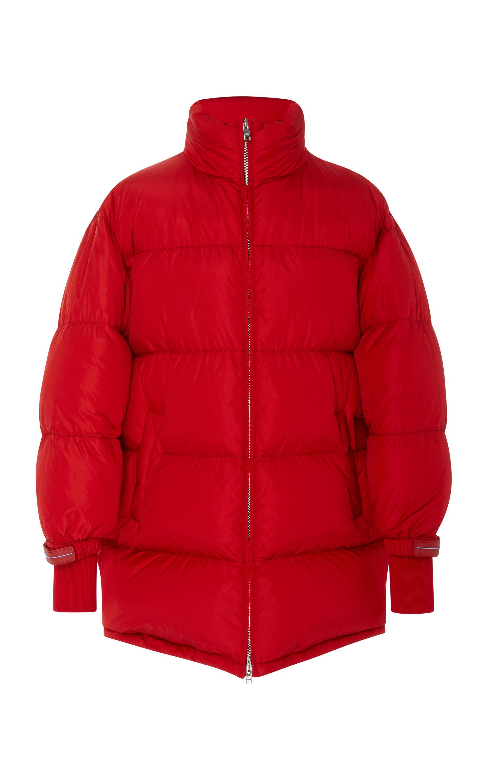 prada red puffer jacket