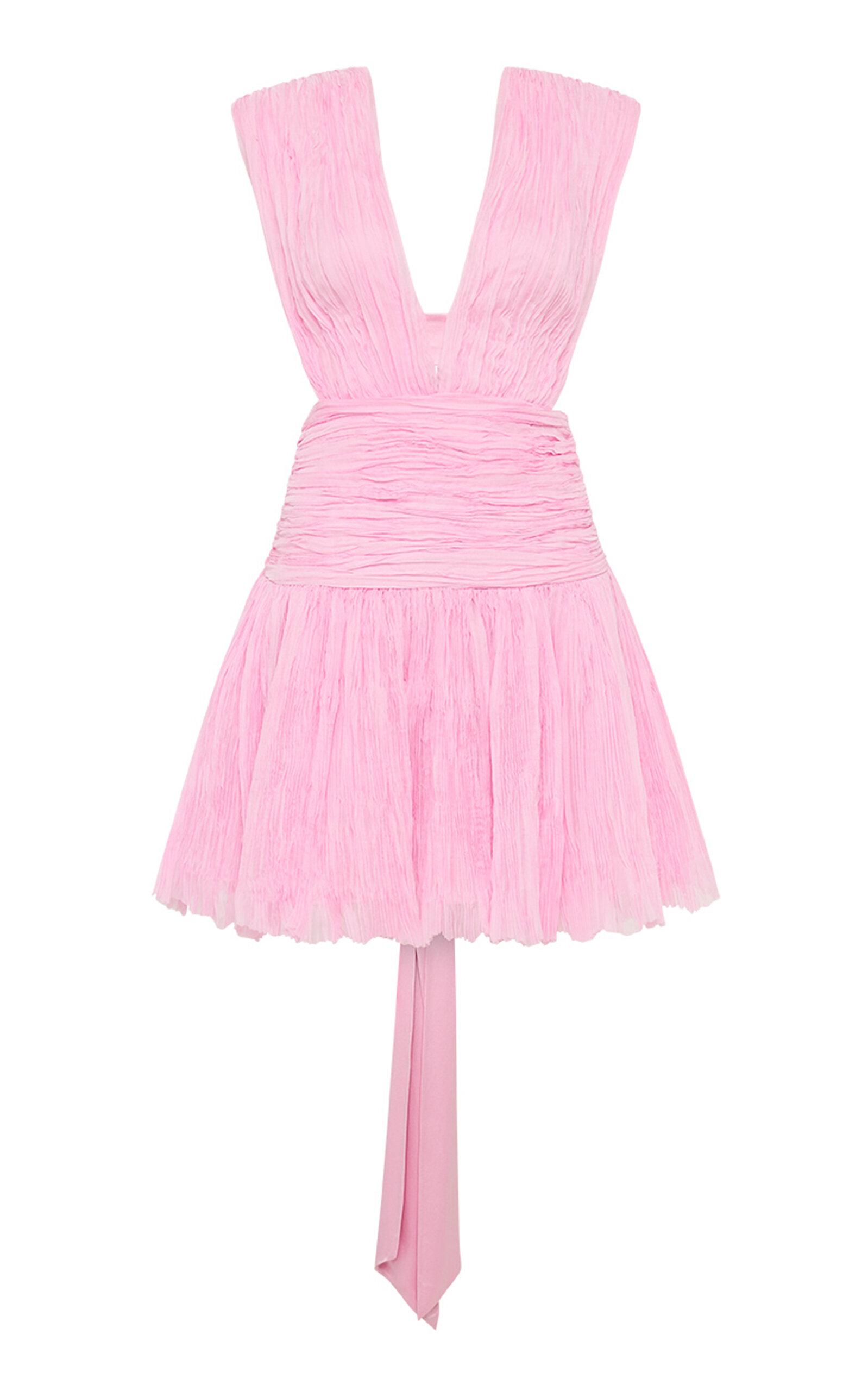 open lace back dress Genevieve Pleated Mini Dress | Apricot main image 1
