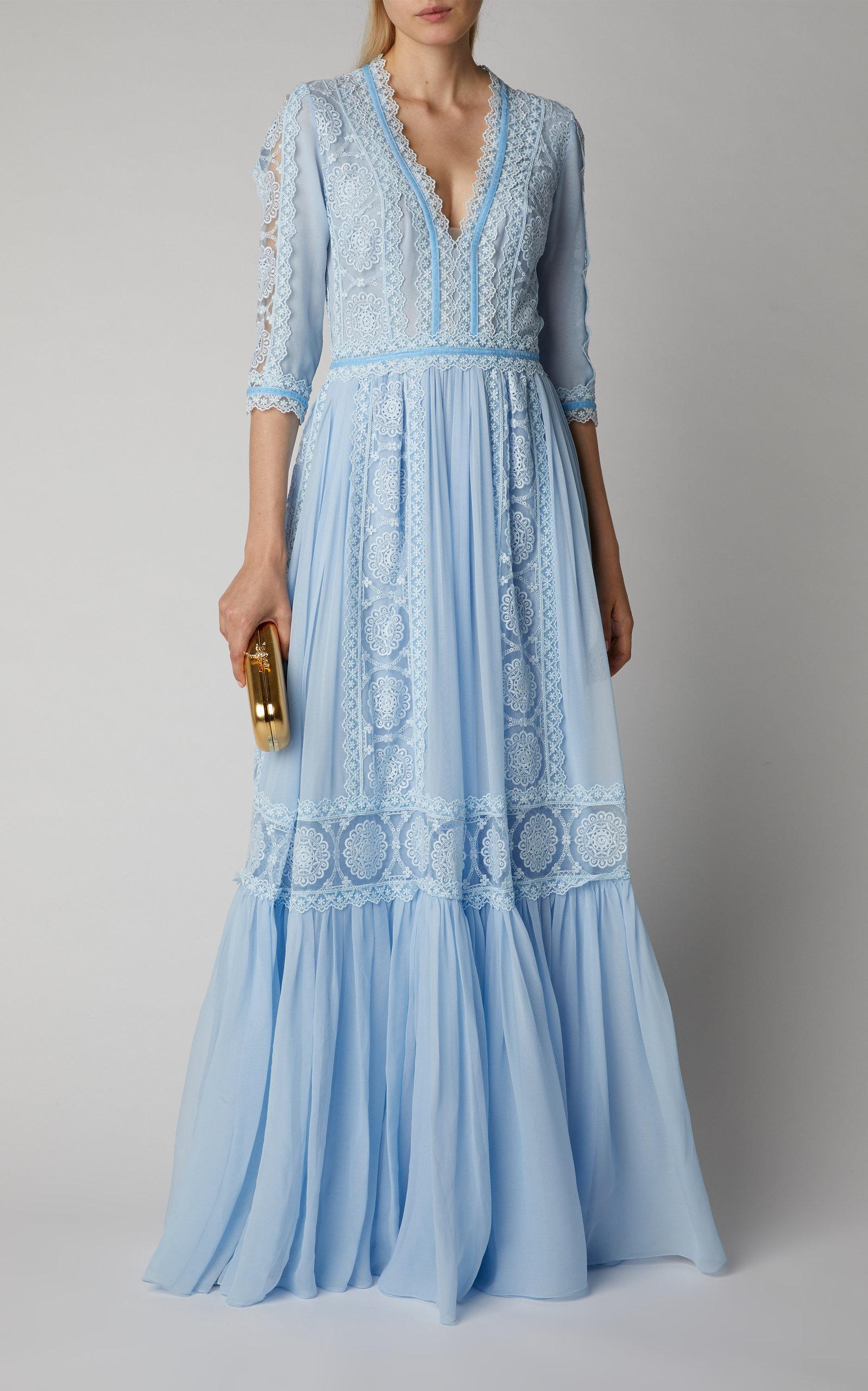 Embroidered Silk-chiffon Maxi Dress 