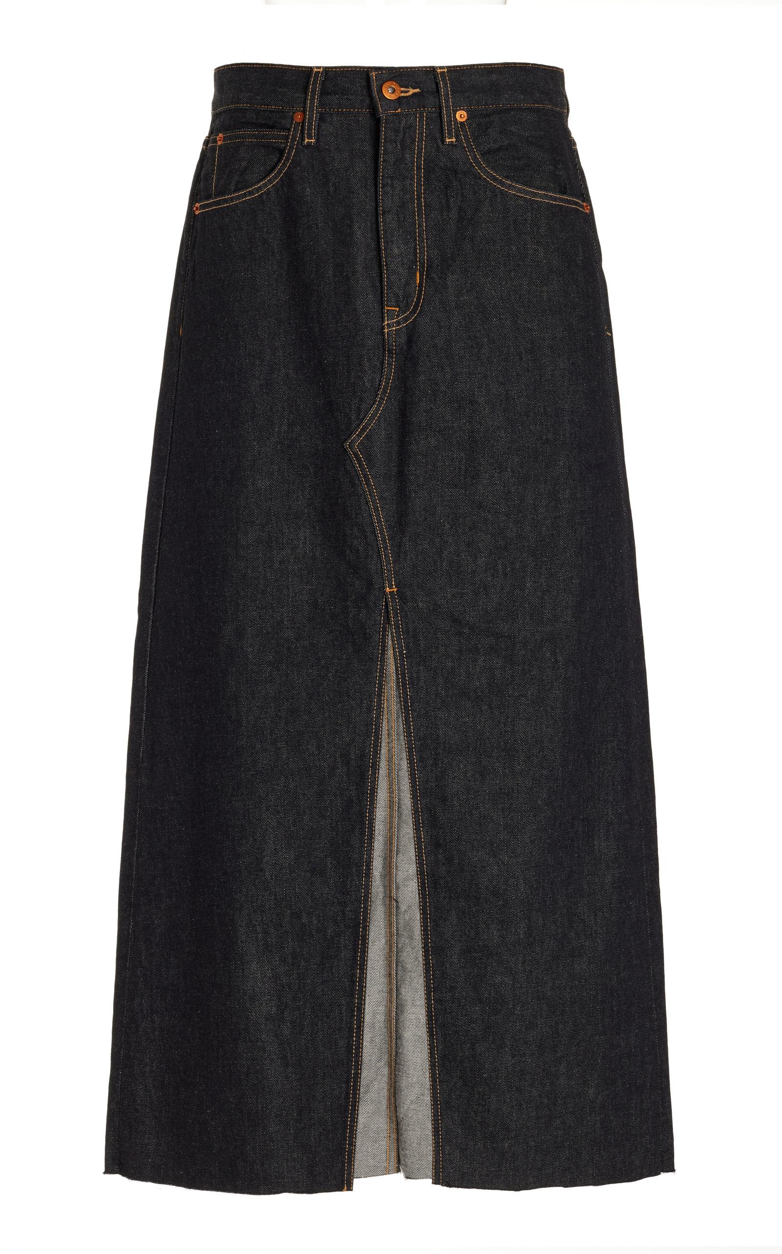 Black maxi cheap denim skirt