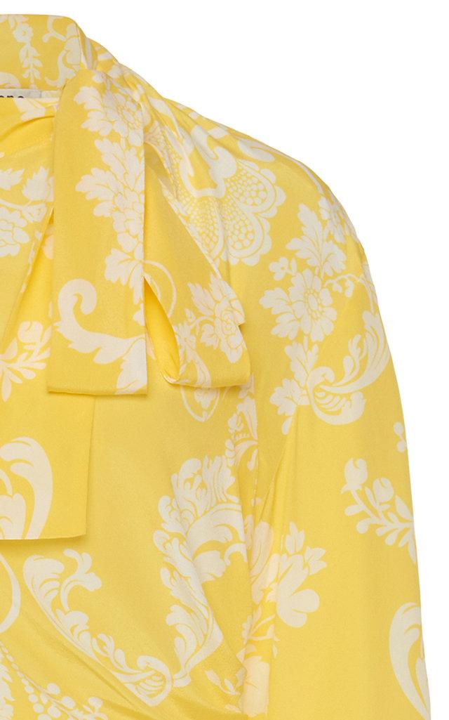 Acne Studios Danouck Tie-detailed Silk Midi Dress in Yellow | Lyst