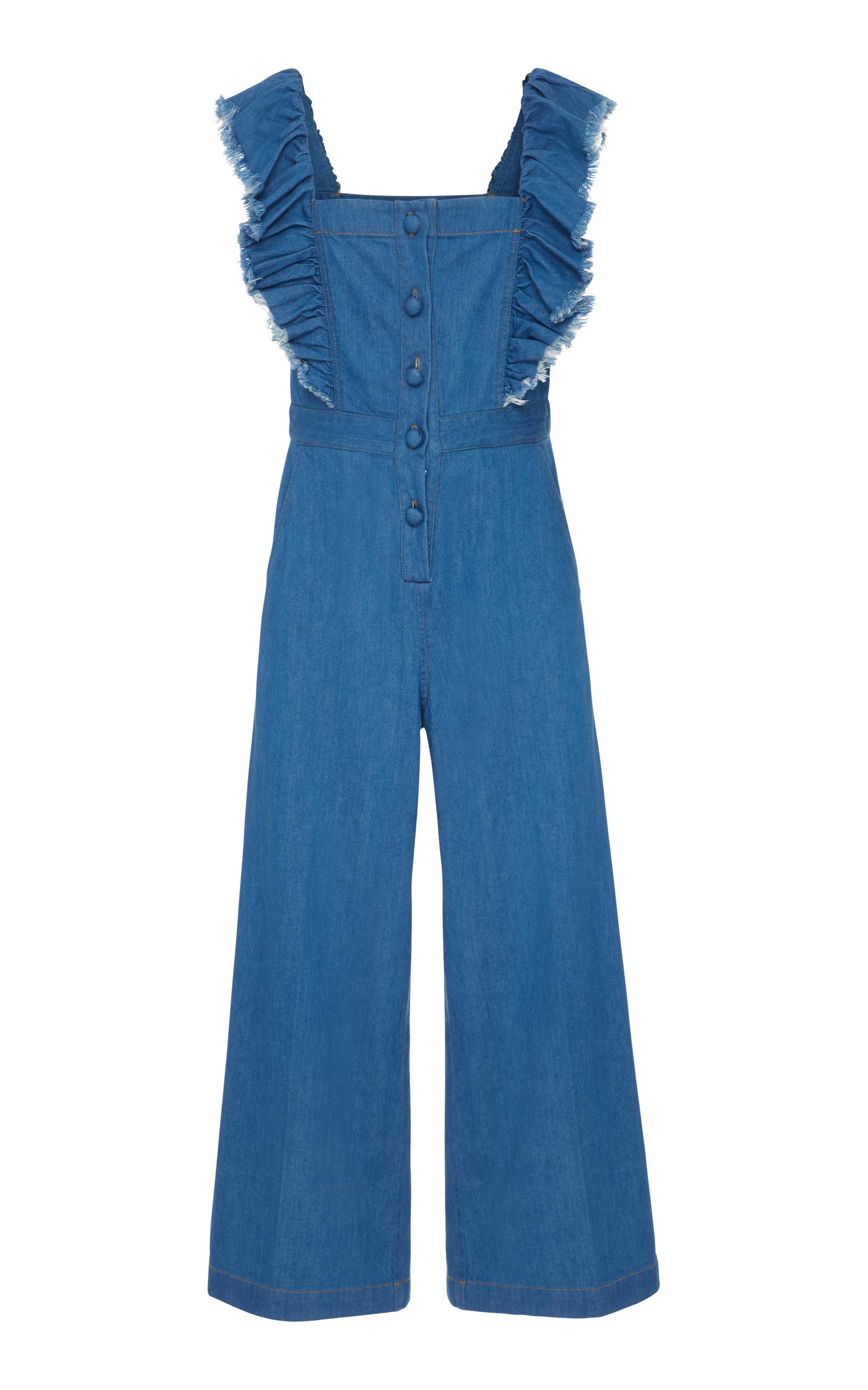 jean ruffle jumpsuit