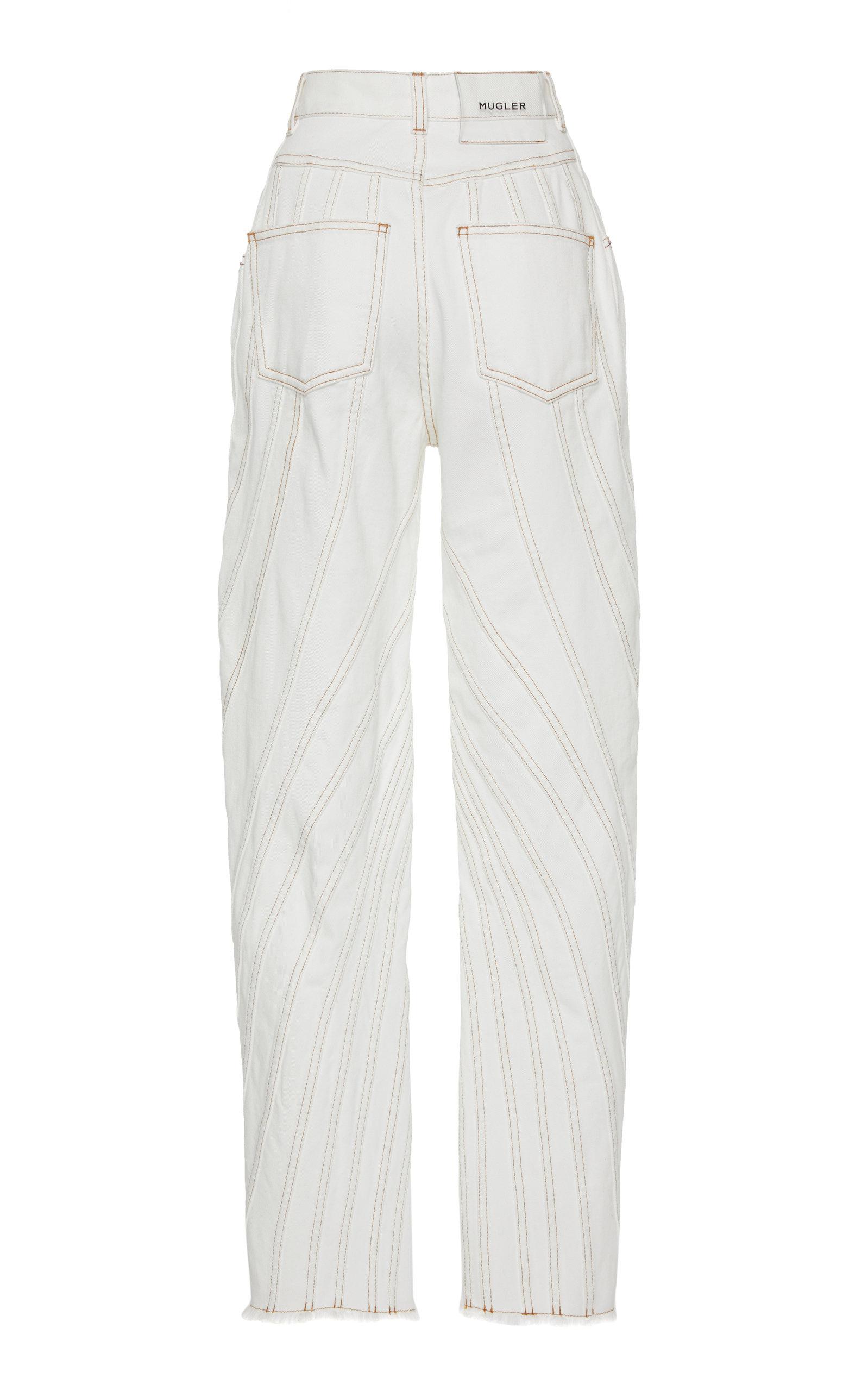 Mugler Denim High-rise Spiral Straight-leg Jeans in White - Lyst