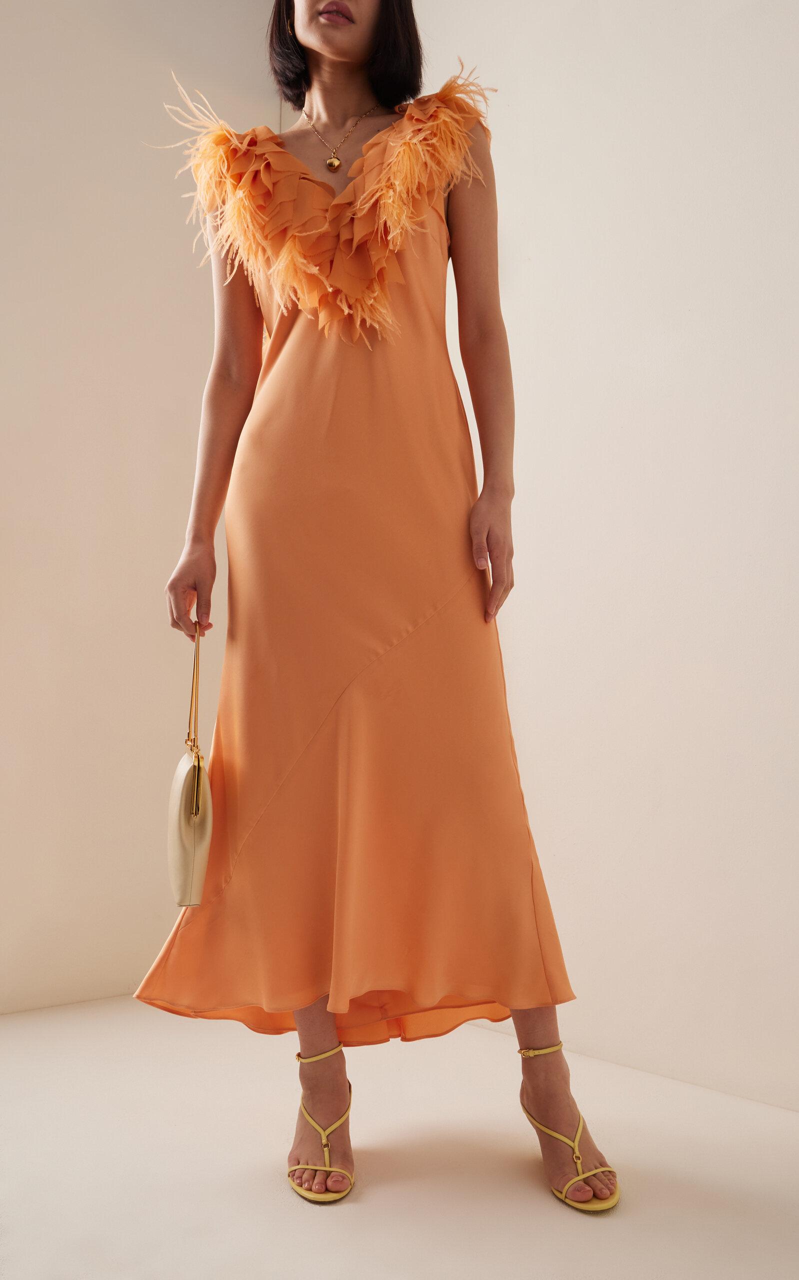 open lace back dress Orange Sheer Maxi Dress for Beach & Party