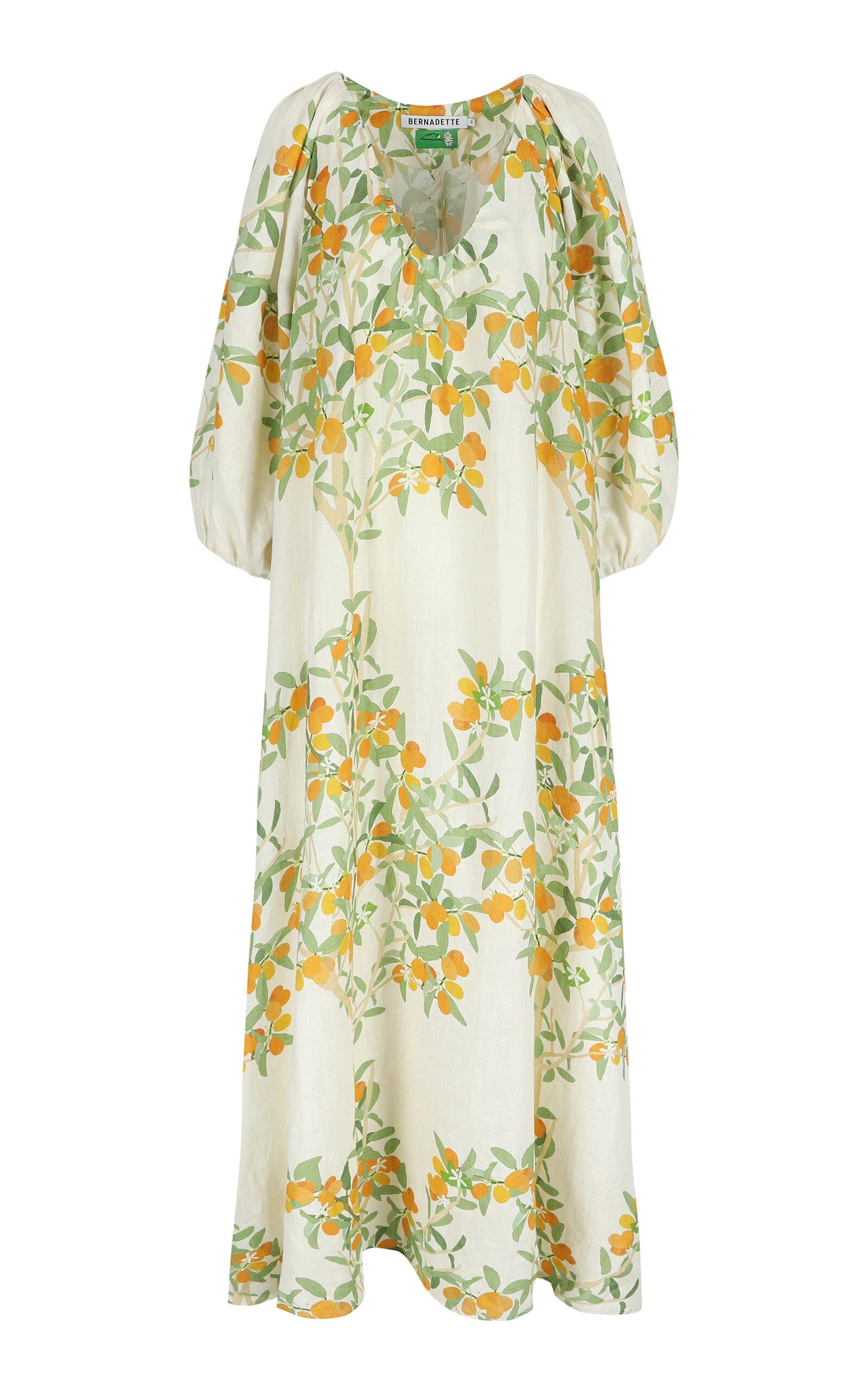 ワンピースその他 BERNADETTE io maxi dress with floral linen print BERNADETTE Georgio Floral-Print Linen Gown in Metallic | Lyst