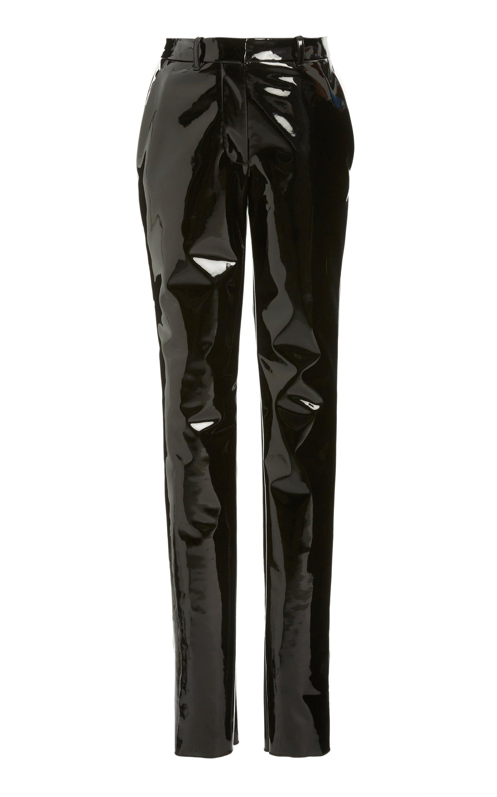 Victoria Beckham Synthetic Pvc High-rise Slim Trousers in Black - Lyst