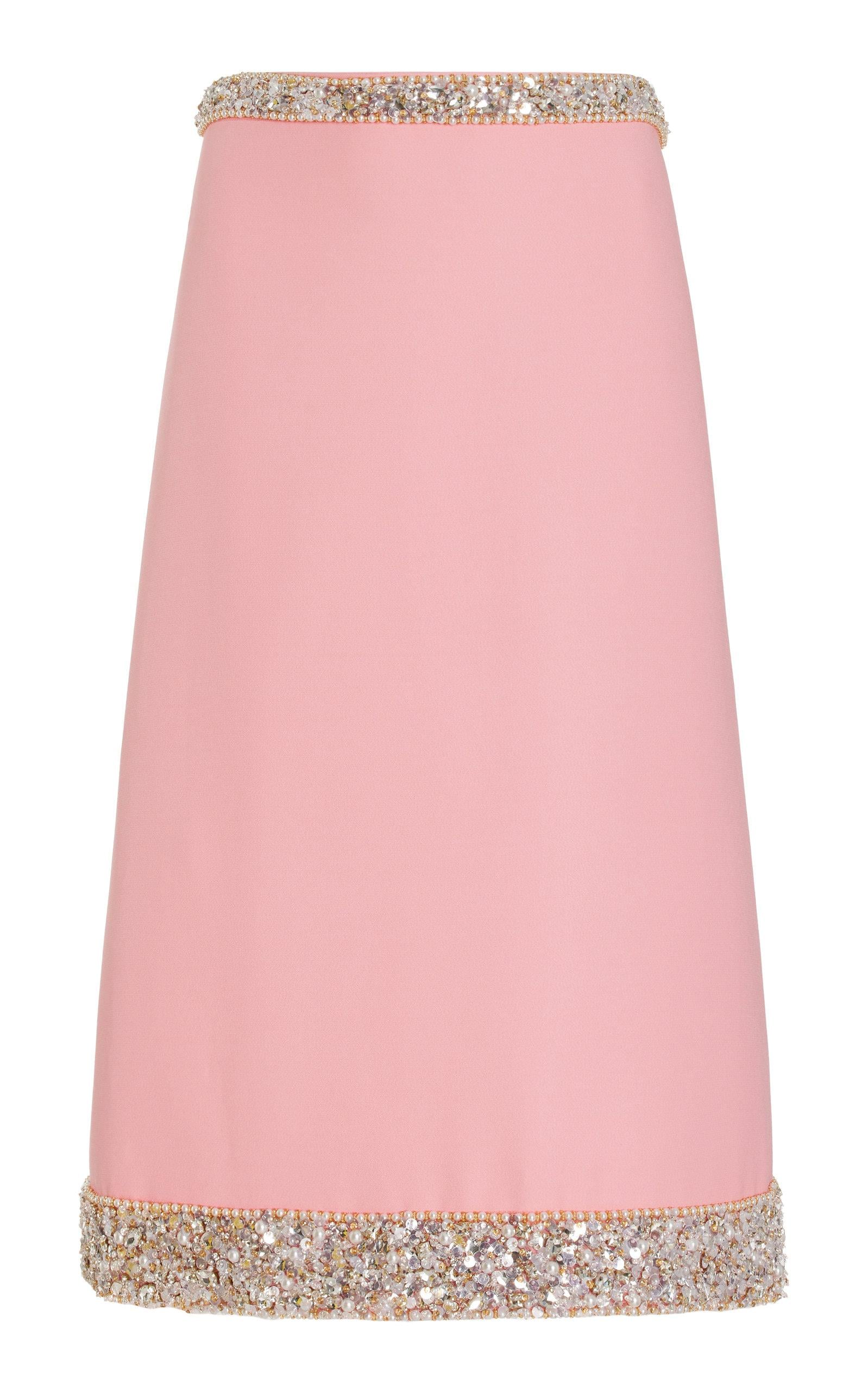 Miu Miu Embellished Cady Midi Skirt in Pink | Lyst
