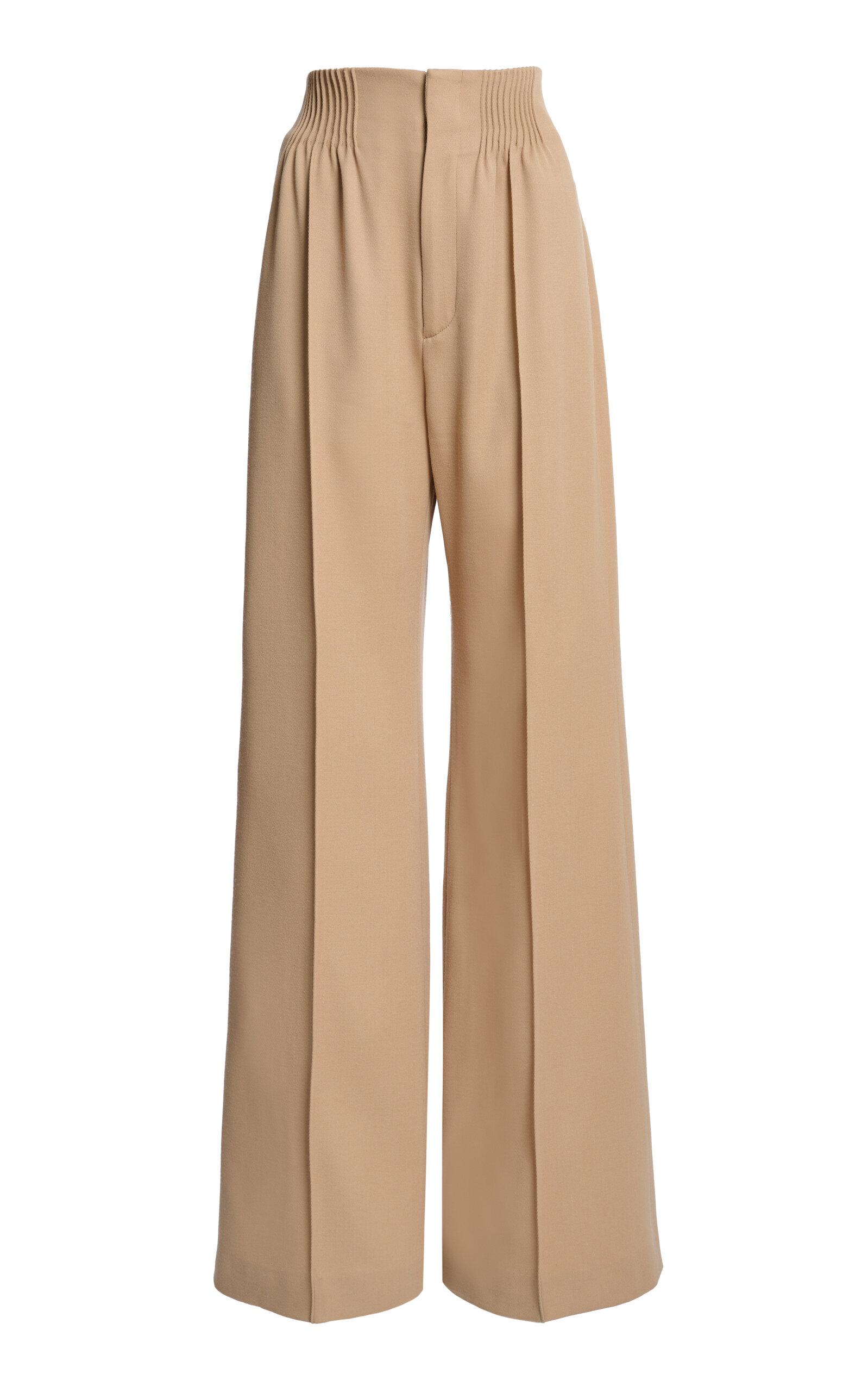 Chloé Frayed Herringbone Cotton Wide-leg Pants In 3e4 Grape Leaf | ModeSens