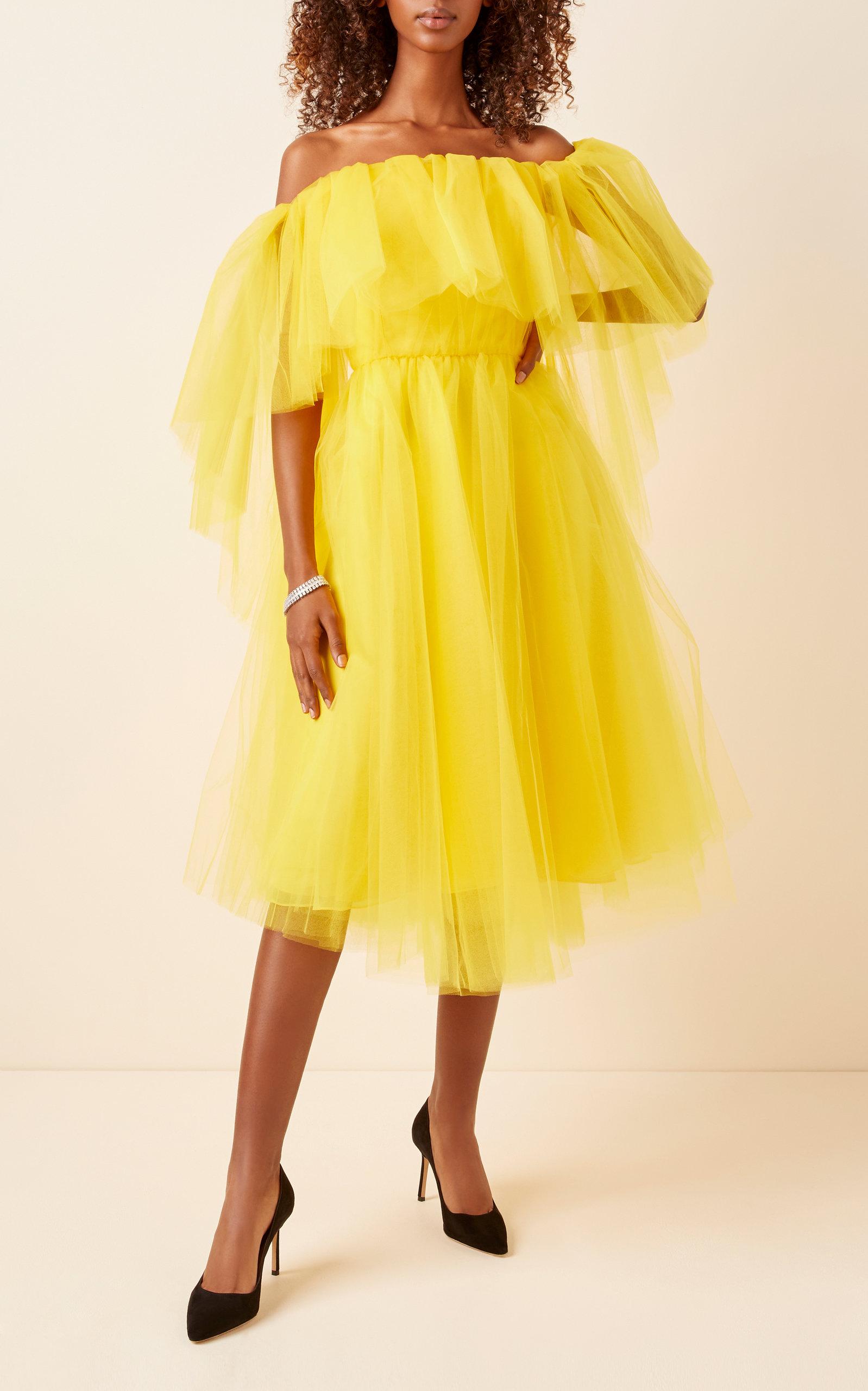 tulle yellow dress