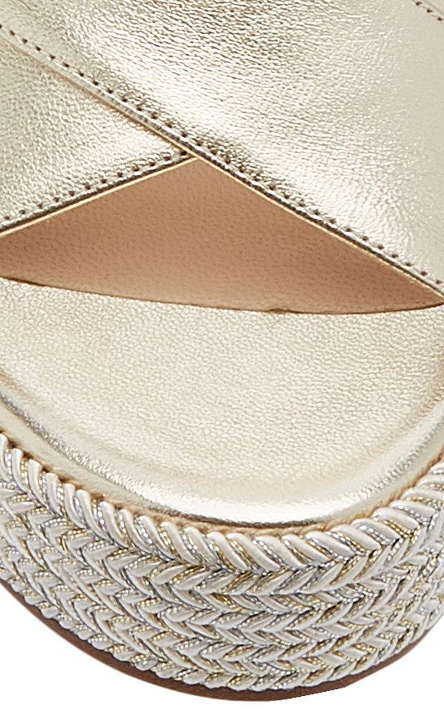 Jimmy Choo Dellena 100 Leather Wedge Sandals in Gold (Metallic 