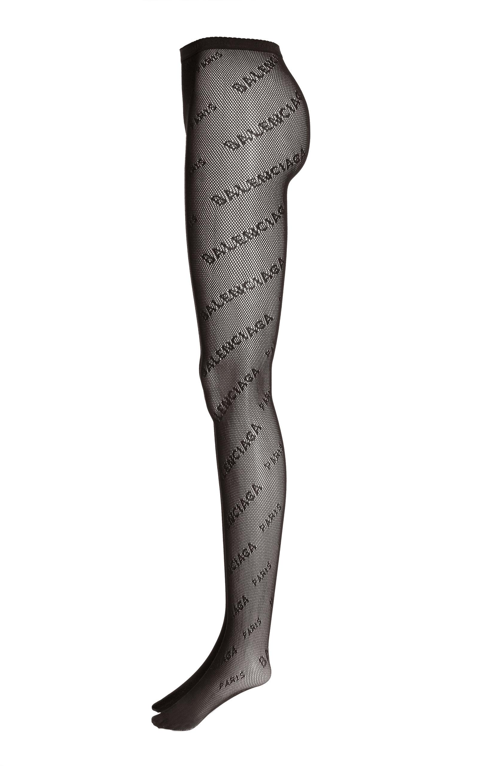 Balenciaga Logo-print Mesh Tights in Black | Lyst