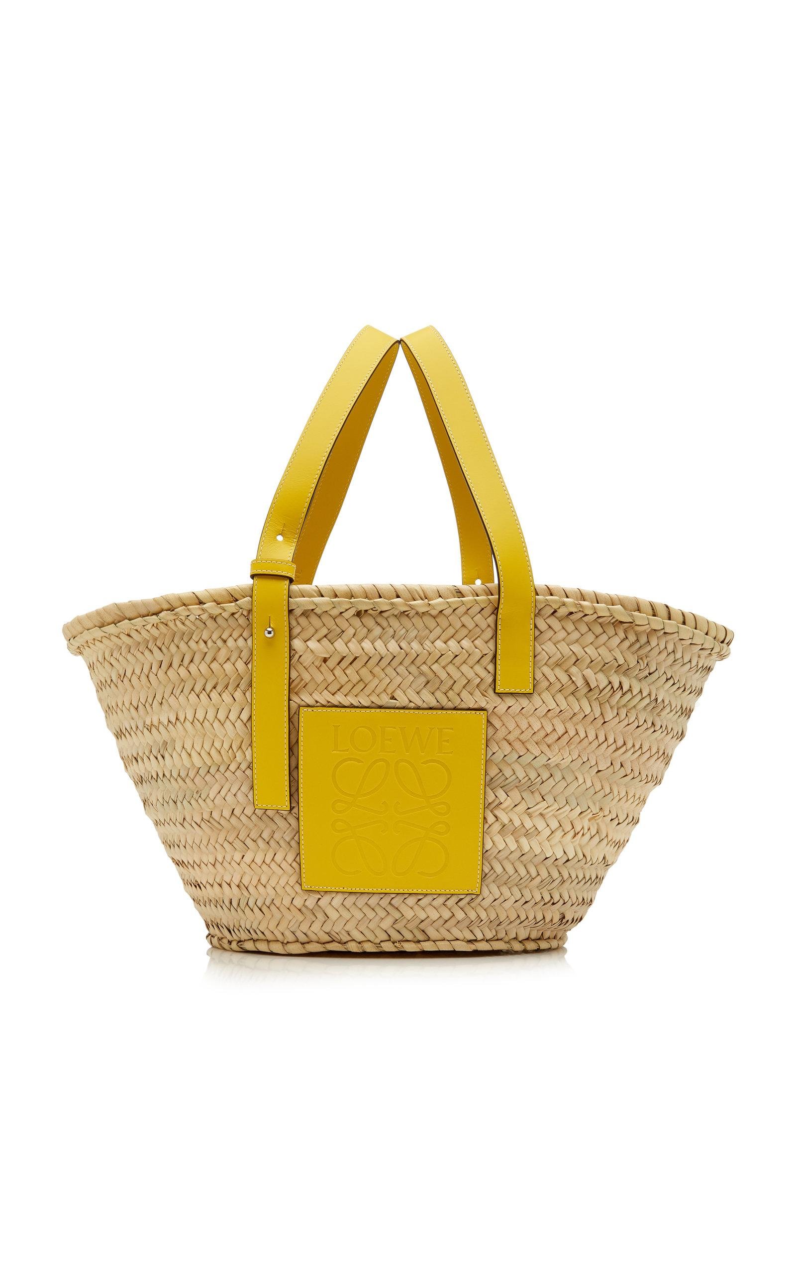 LOEWE Raffia Small Basket Tote Bag Natural Tan Navy 1291141
