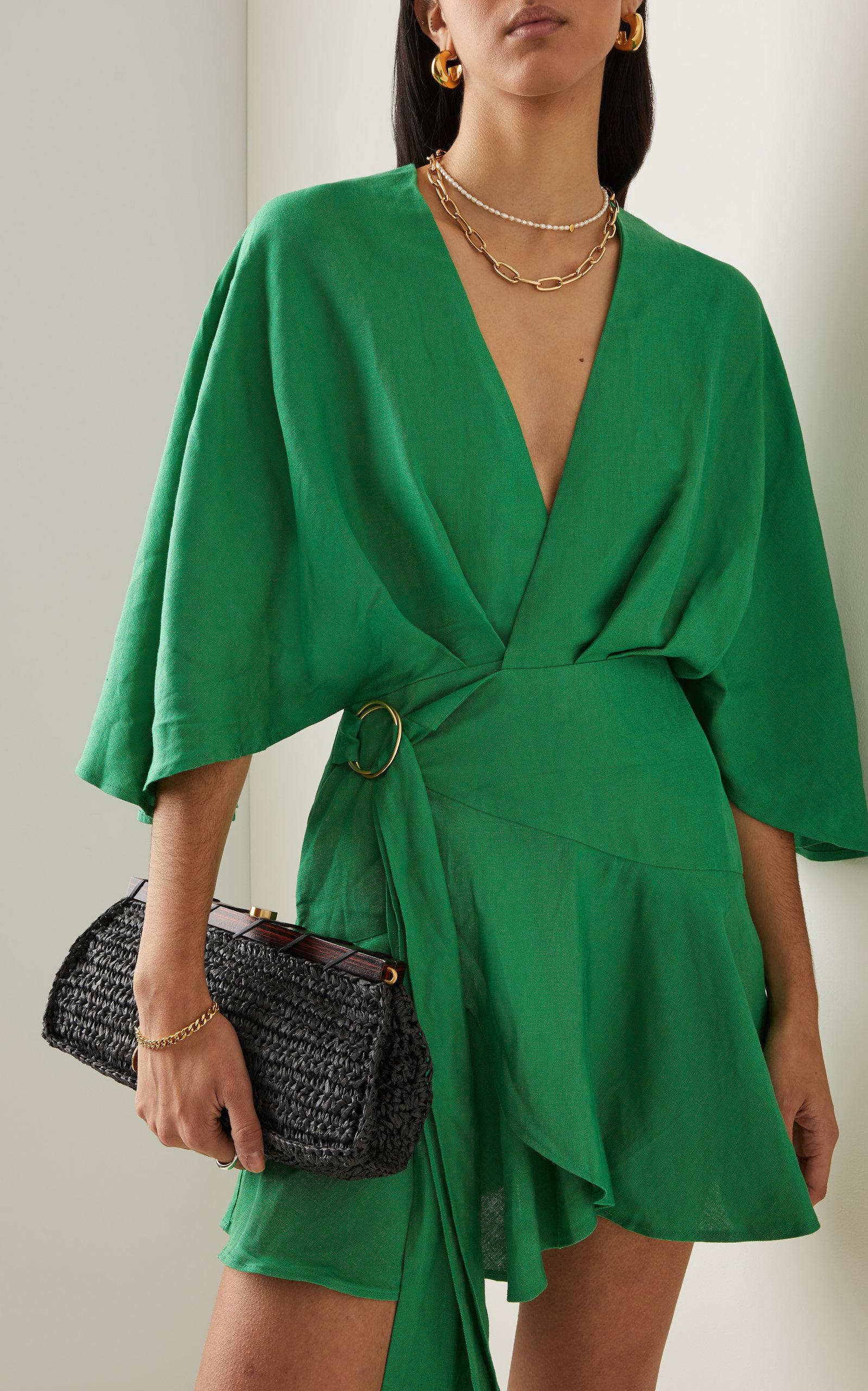 Olivia Linen-blend Mini Wrap Dress ...